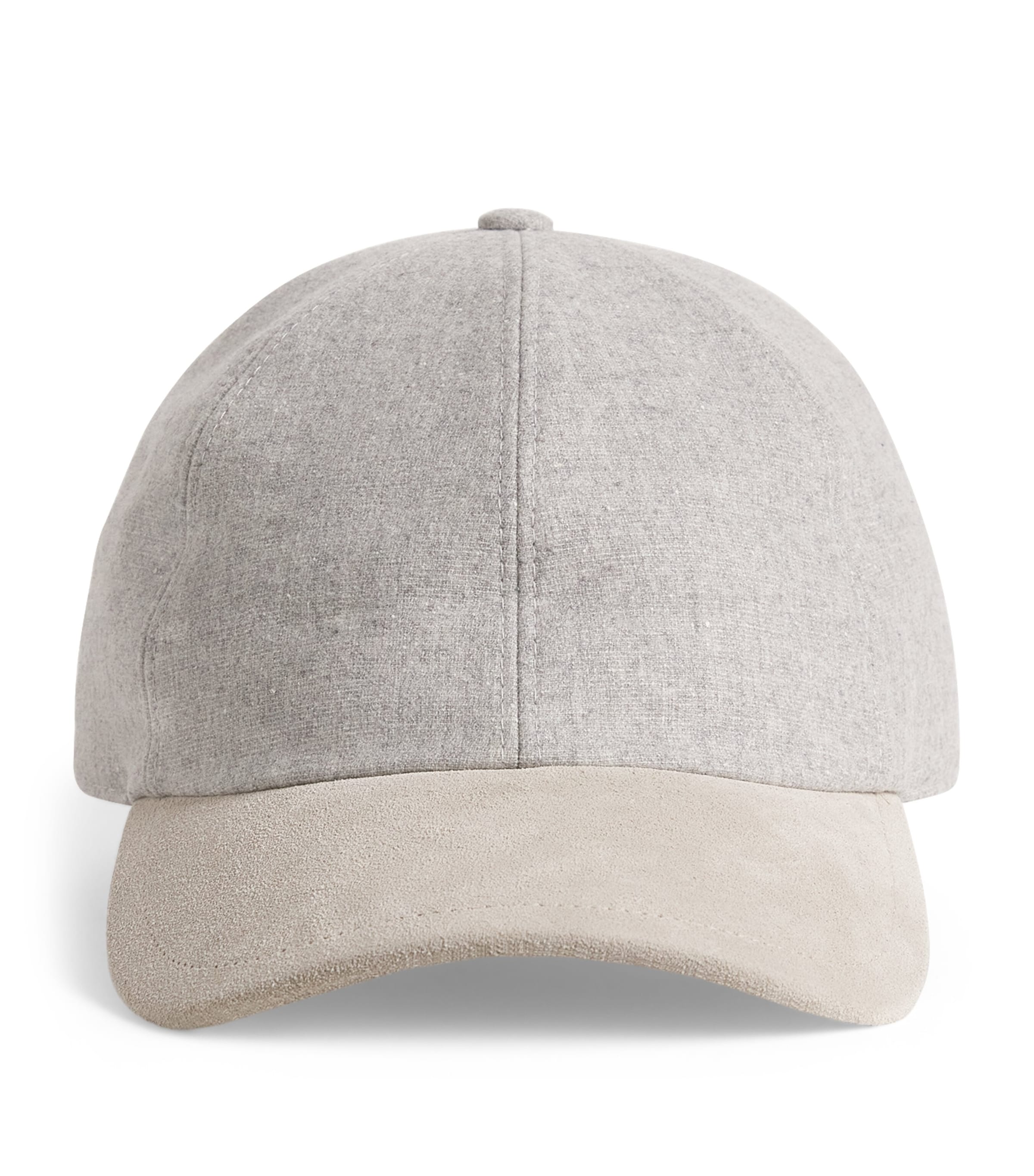 Eleventy Suede-trim Baseball Cap In Gray