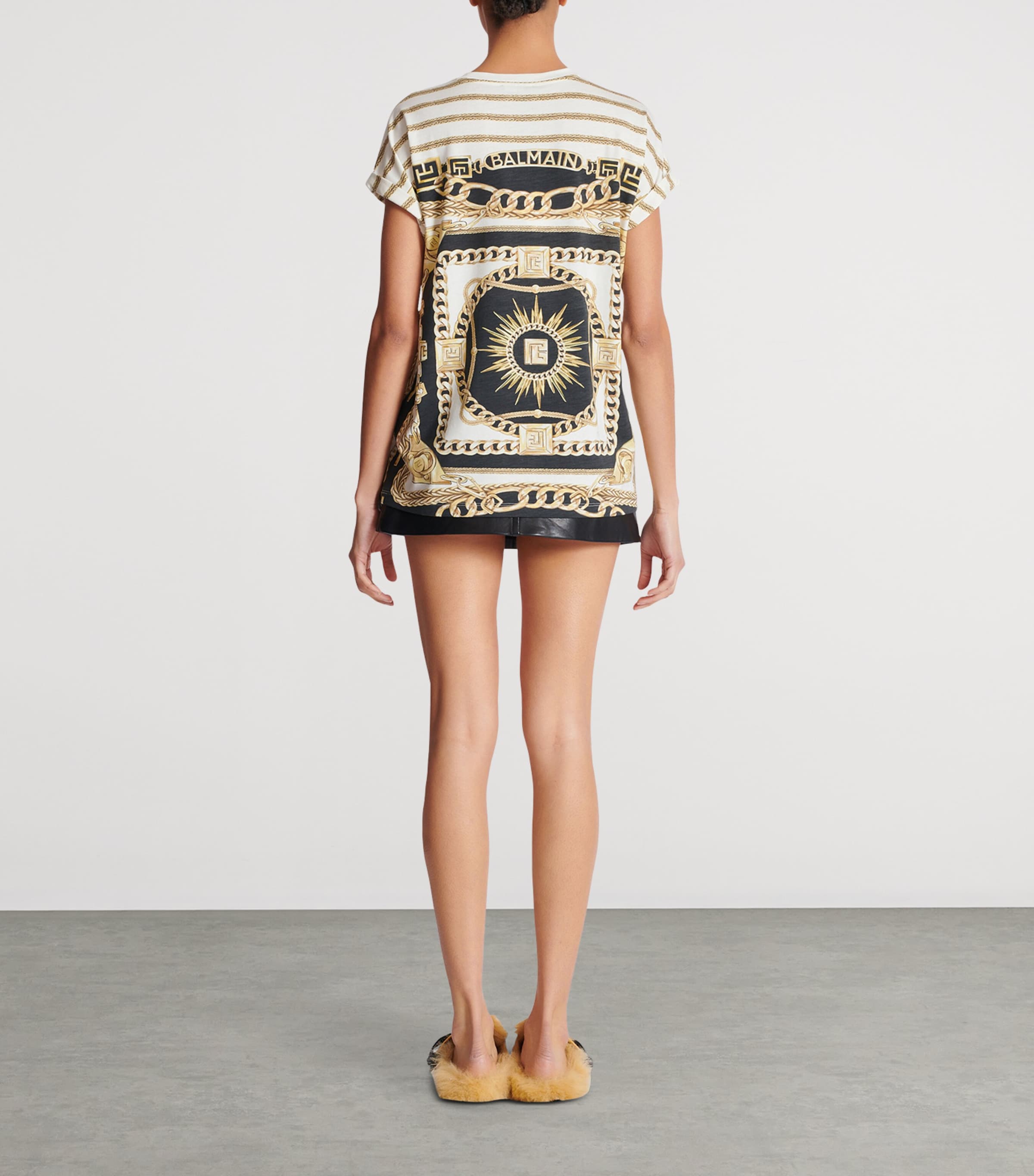 Lyocell-Cotton Foulard T-Shirt GIU BLANC/NOIR/OR Image 6