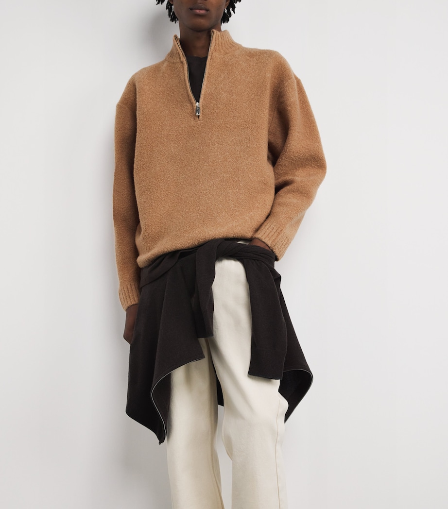 Wool-Blend Half-Zip Sweater CAMEL Image 6