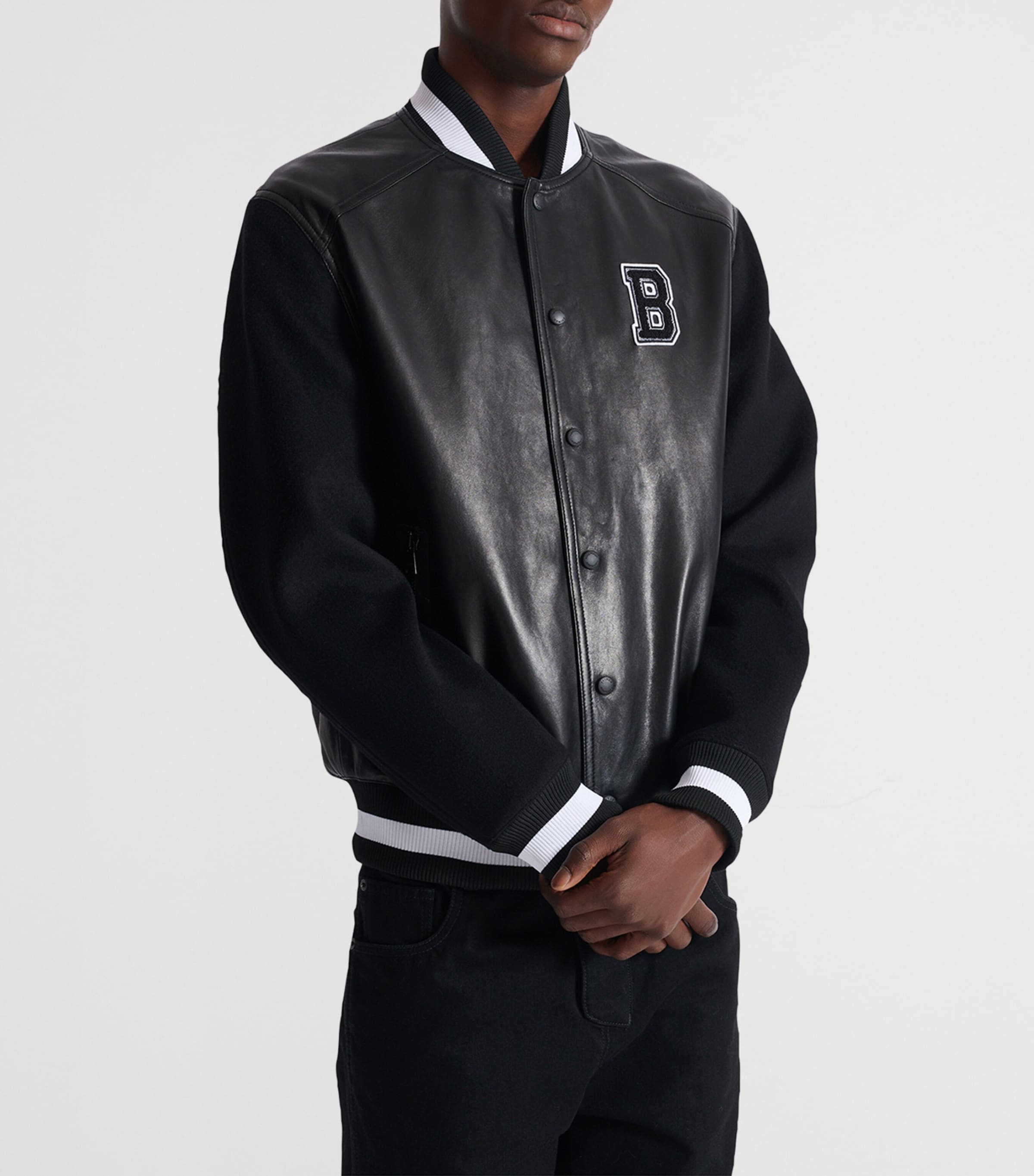 Leather-Wool Bomber Jacket EAP NOIR/NOIR Image 2