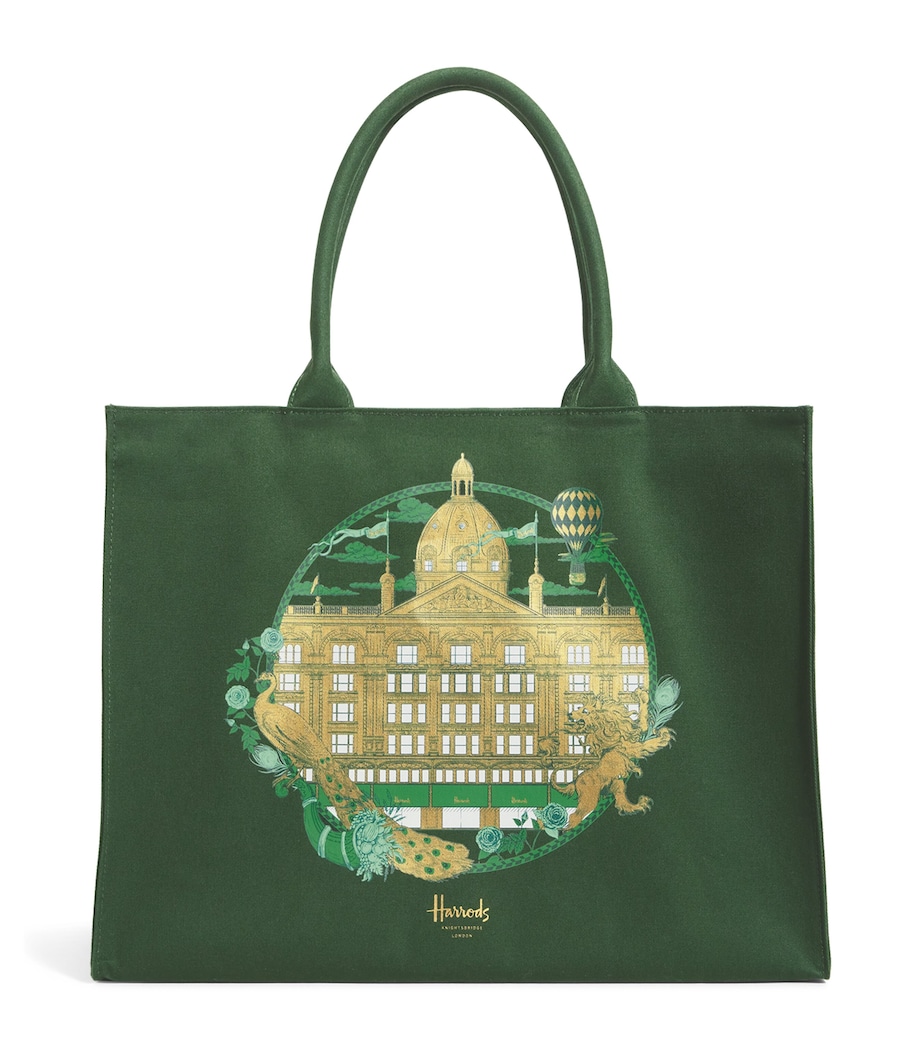 Harrods Cotton Heritage Grocery Shopper Bag Green Image 1