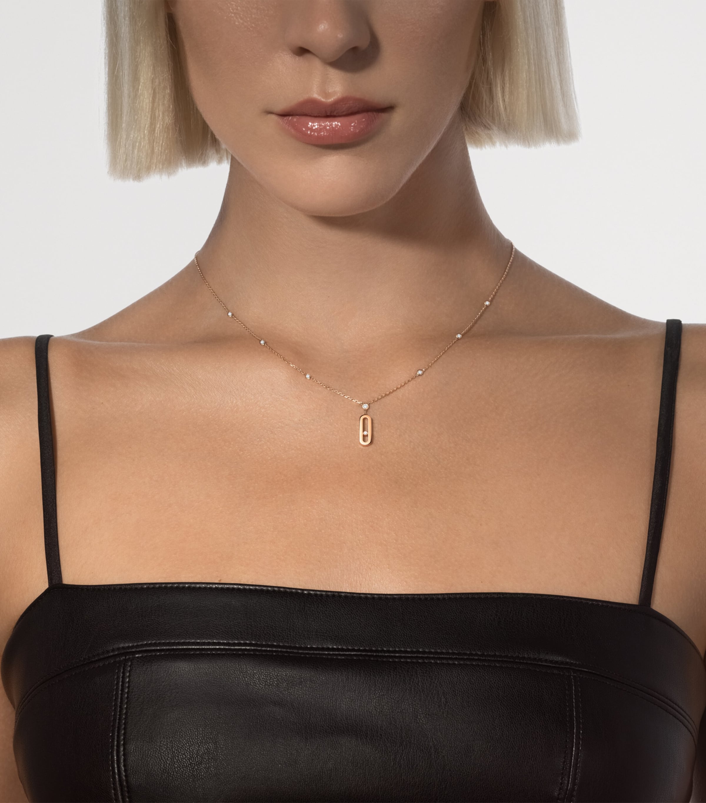Messika Move Uno Rose Gold and Diamond Necklace (0.13ct) Pink Gold Image 2