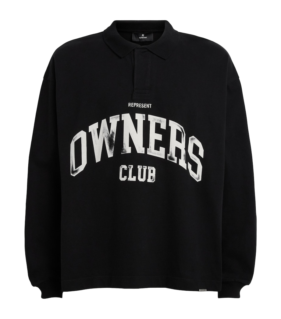 Represent Mens Cotton Owners Club Rugby Shirt Jet Black Image 1
