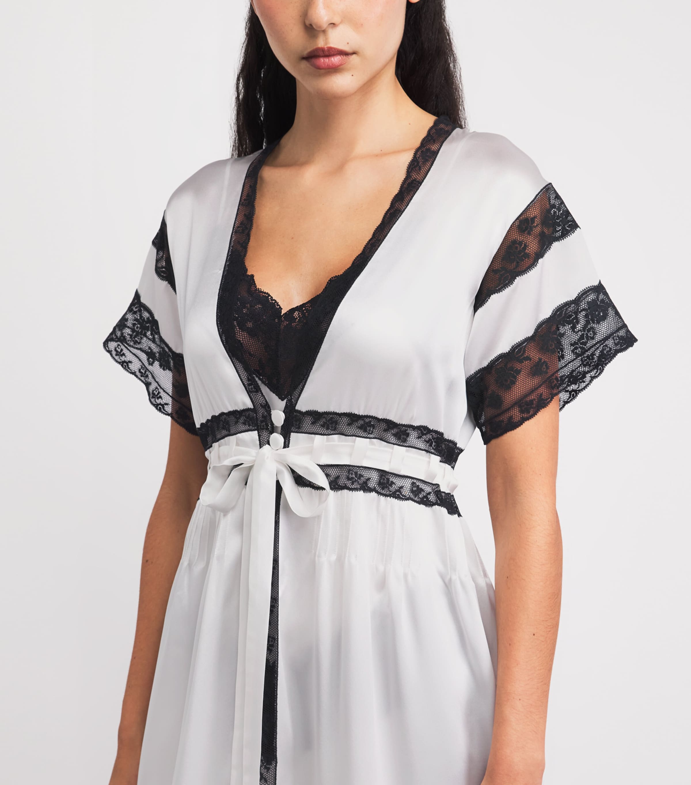 Loretta Caponi Womens Silk Camogli Robe Optical Satin Image 3