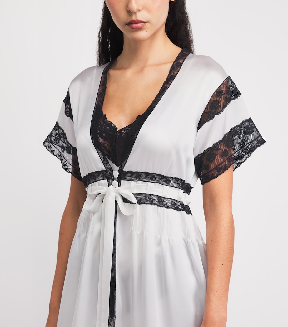 Loretta Caponi Womens Silk Camogli Robe Optical Satin Image 3
