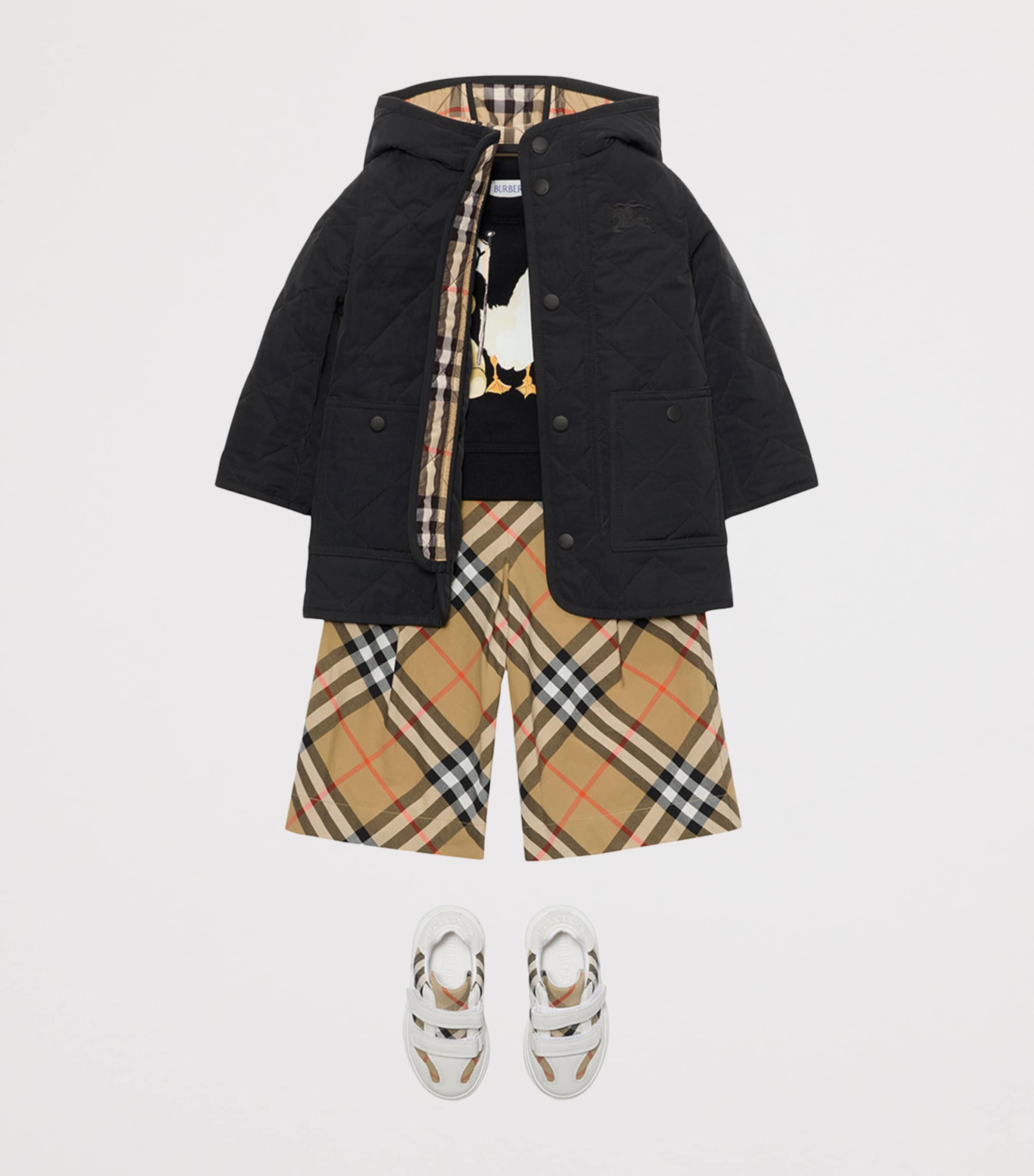 Burberry Kids Quilted EKD Coat (6-24 Months) Black Image 3