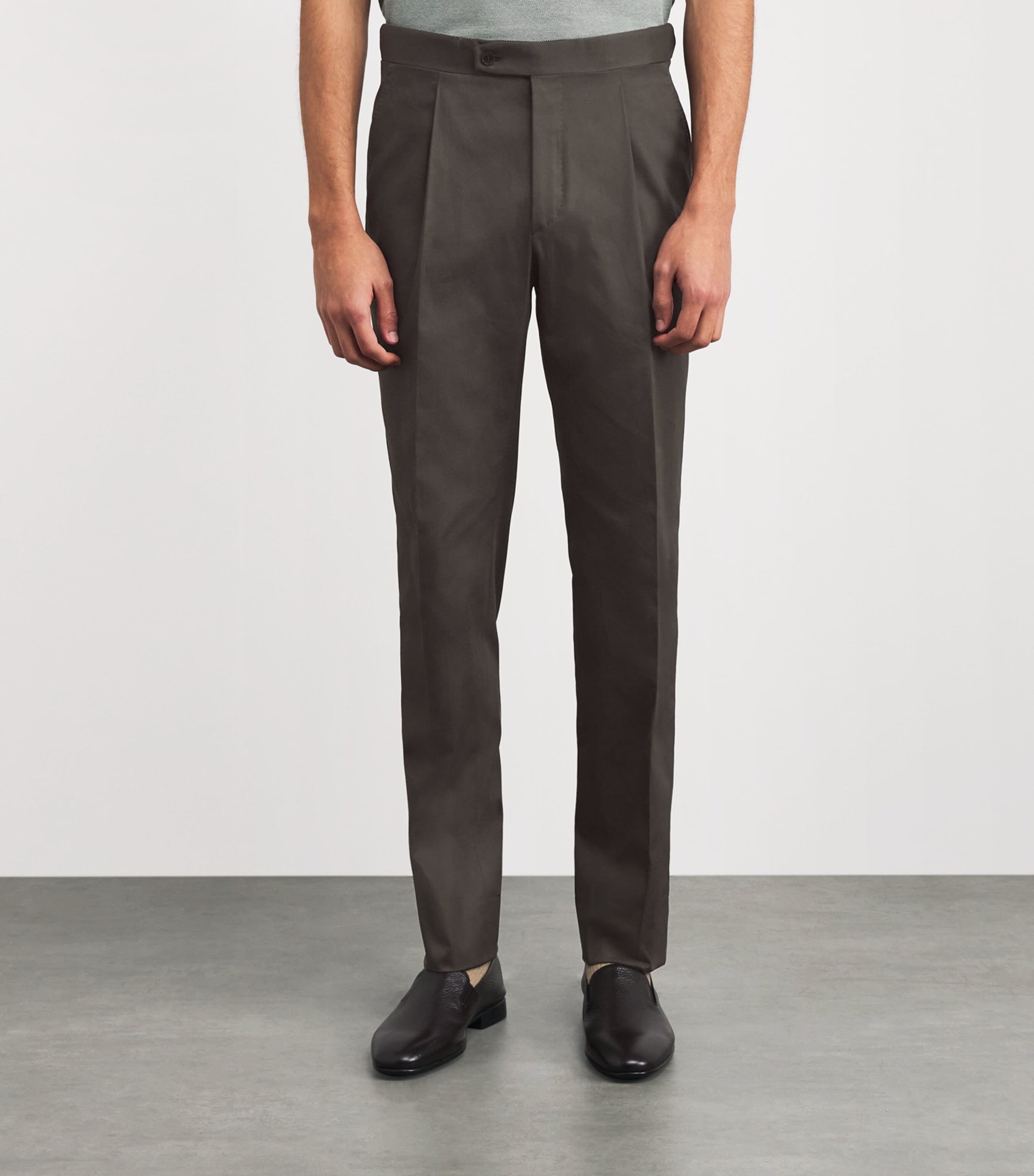 Brioni Mens Cotton Pleated Trousers Image 4