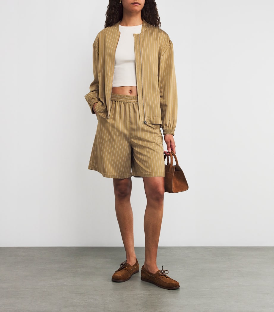 Stripe Elasticated Shorts OCHRE Image 2