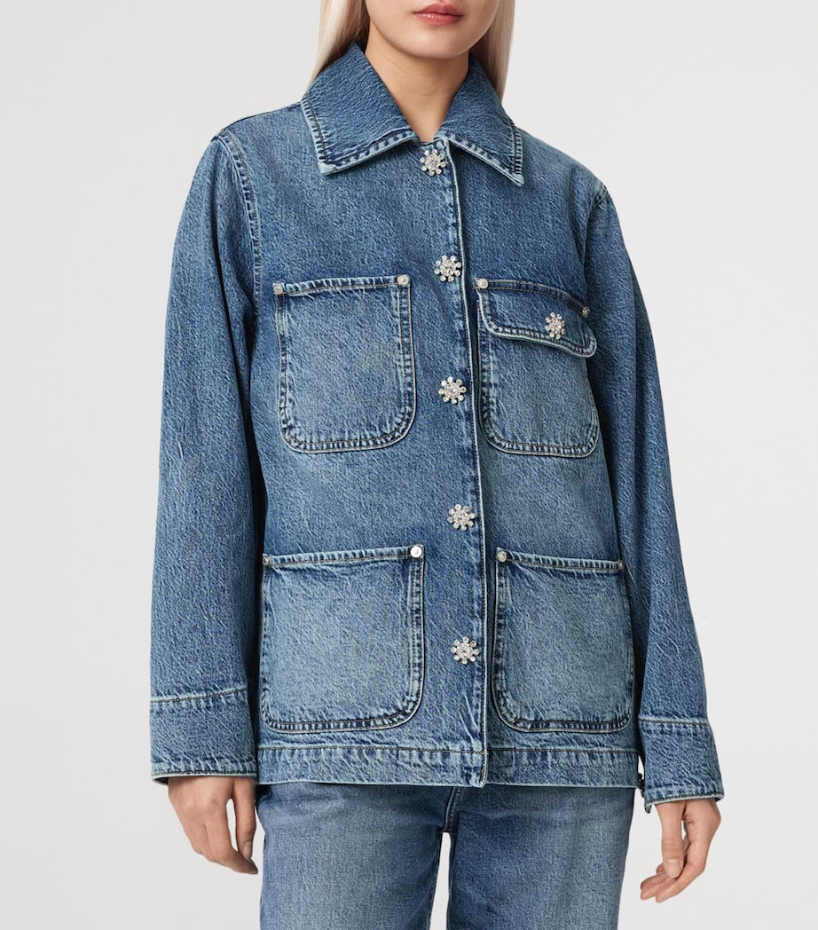 AllSaints Womens Denim Oversized Bex Jacket Mid Indigo Image 3