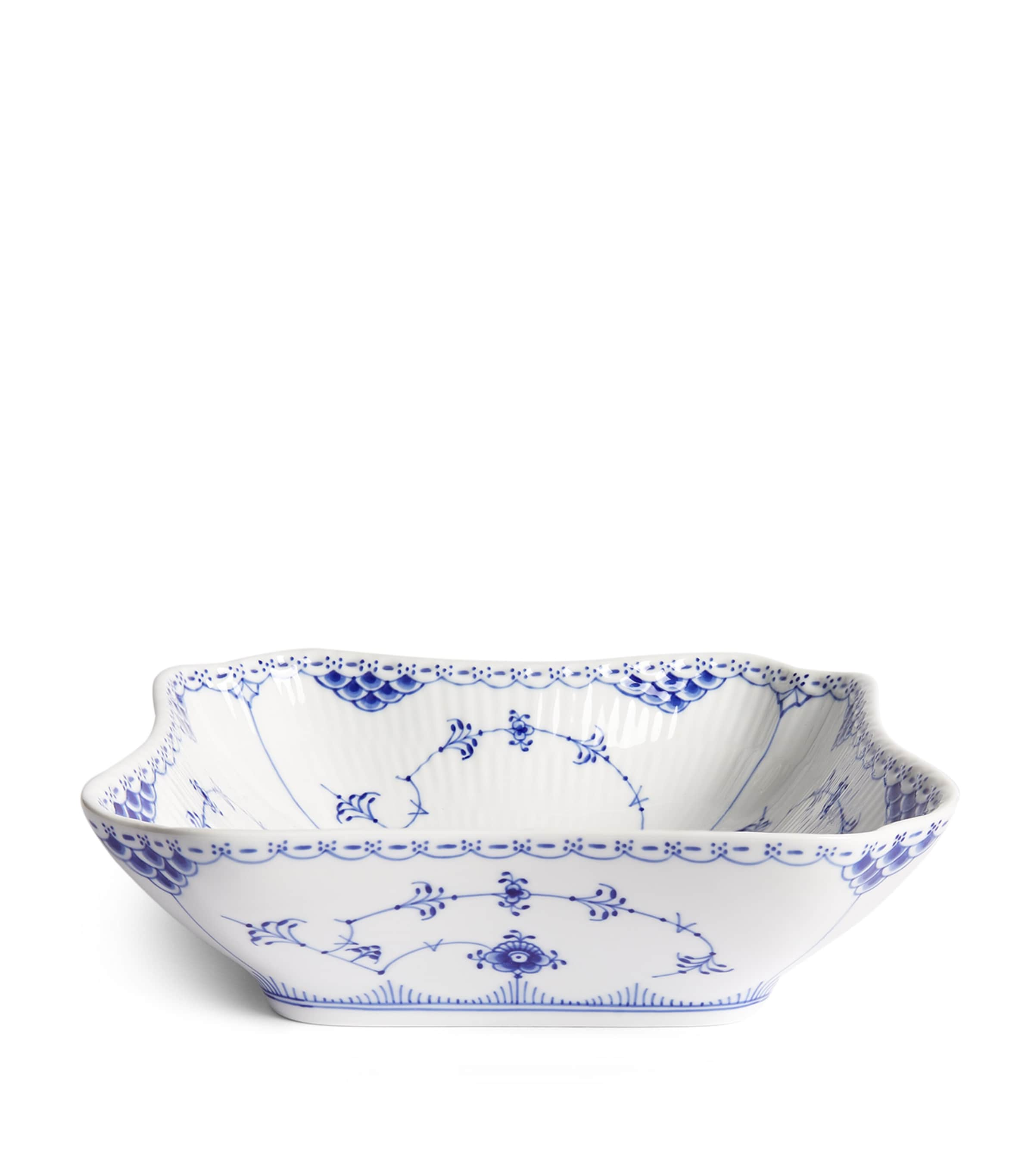 Royal Copenhagen Blue Fluted Half Lace Square Bowl