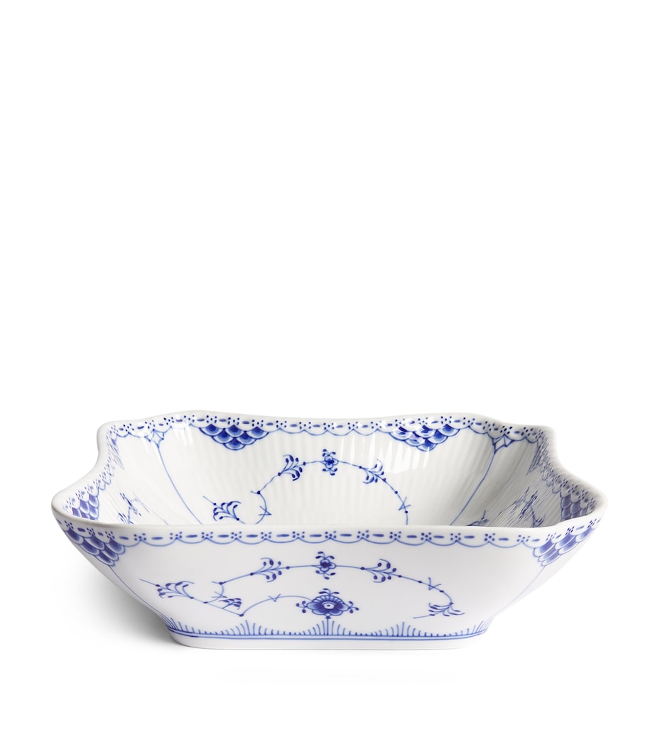 Blue Fluted Half Lace Square Bowl (21cm) BLUE Image 1