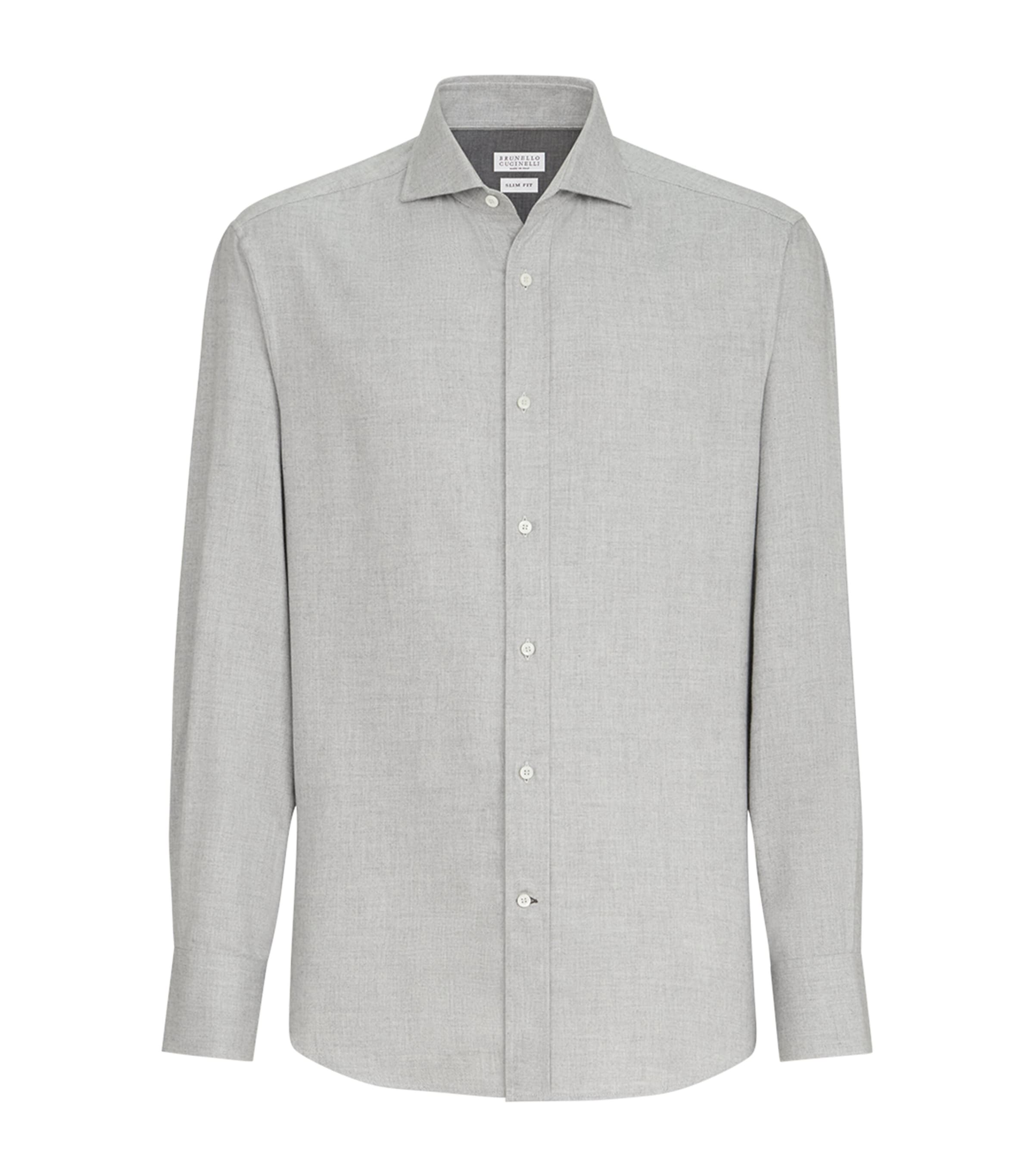 Brunello Cucinelli Mens Cotton-Blend Chevron Flannel Shirt Image 1