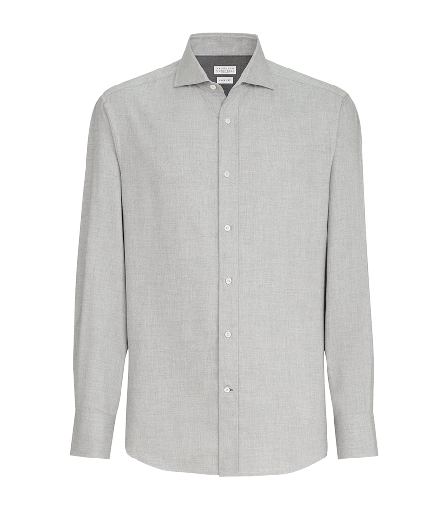 Brunello Cucinelli Mens Cotton-Blend Chevron Flannel Shirt Image 1