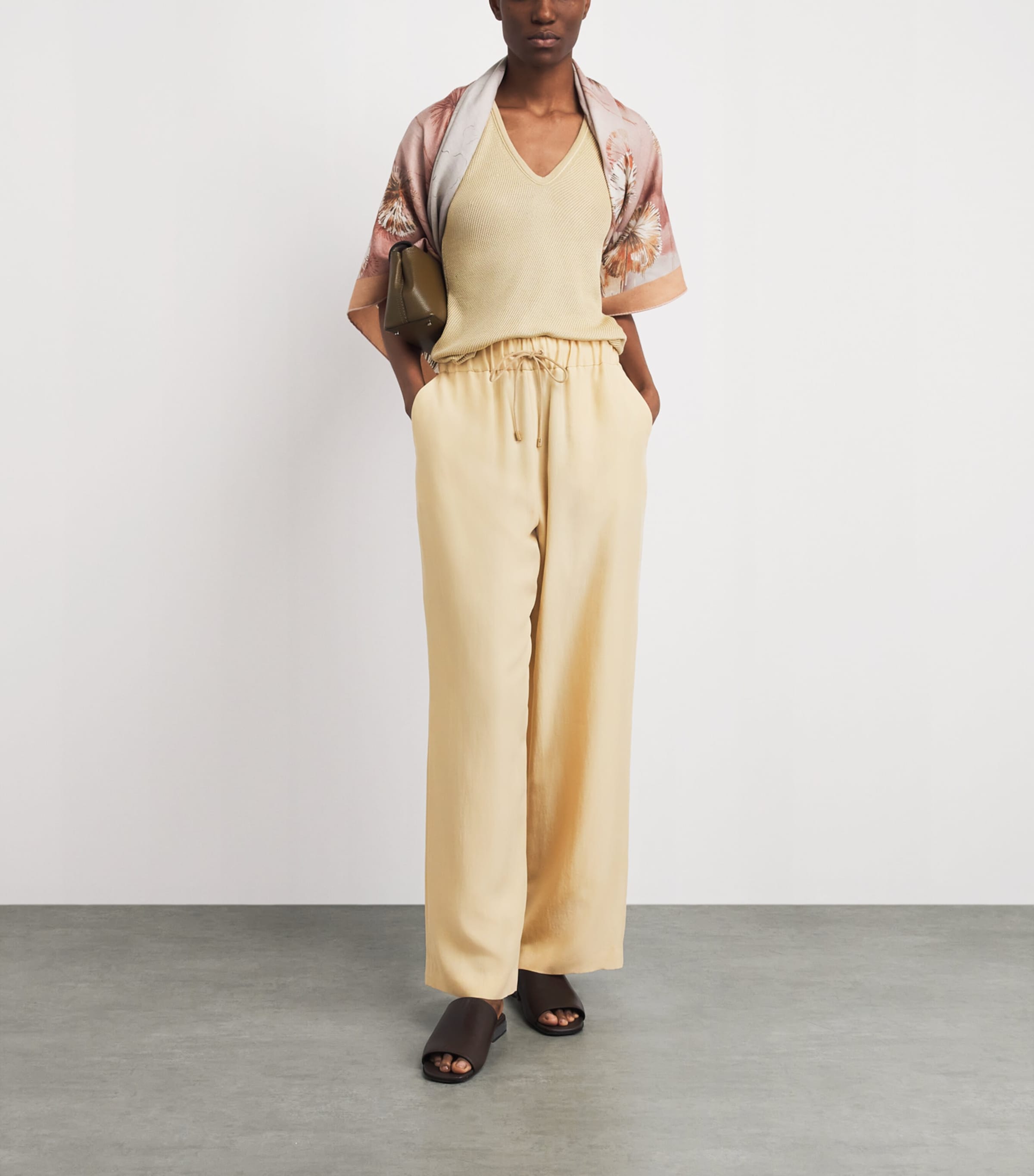 Colombo Womens Cashmere Wide-Leg Trousers Light Blue Image 2