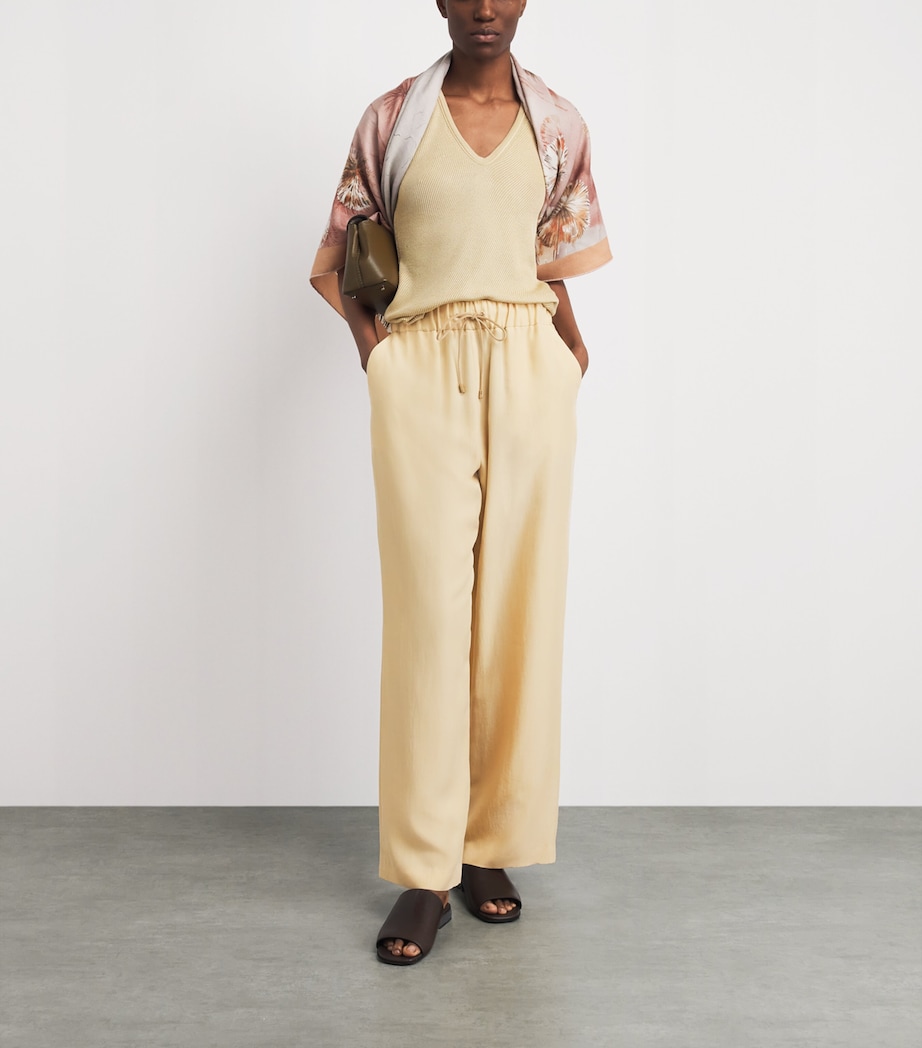 Colombo Womens Cashmere Wide-Leg Trousers Light Blue Image 2