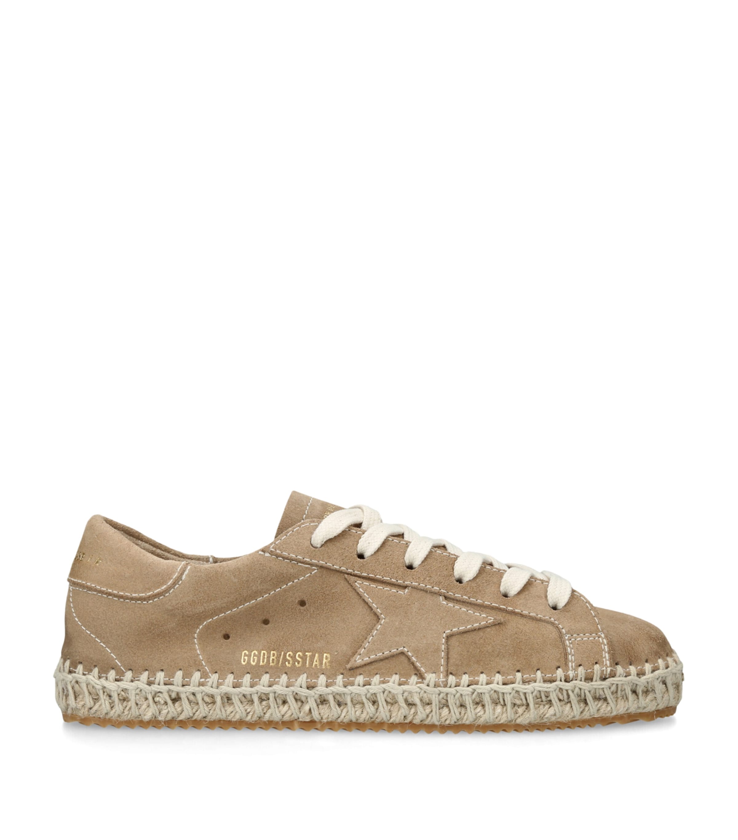 Golden Goose Suede Jute-Effect Super-Star Sneakers Tan Image 1