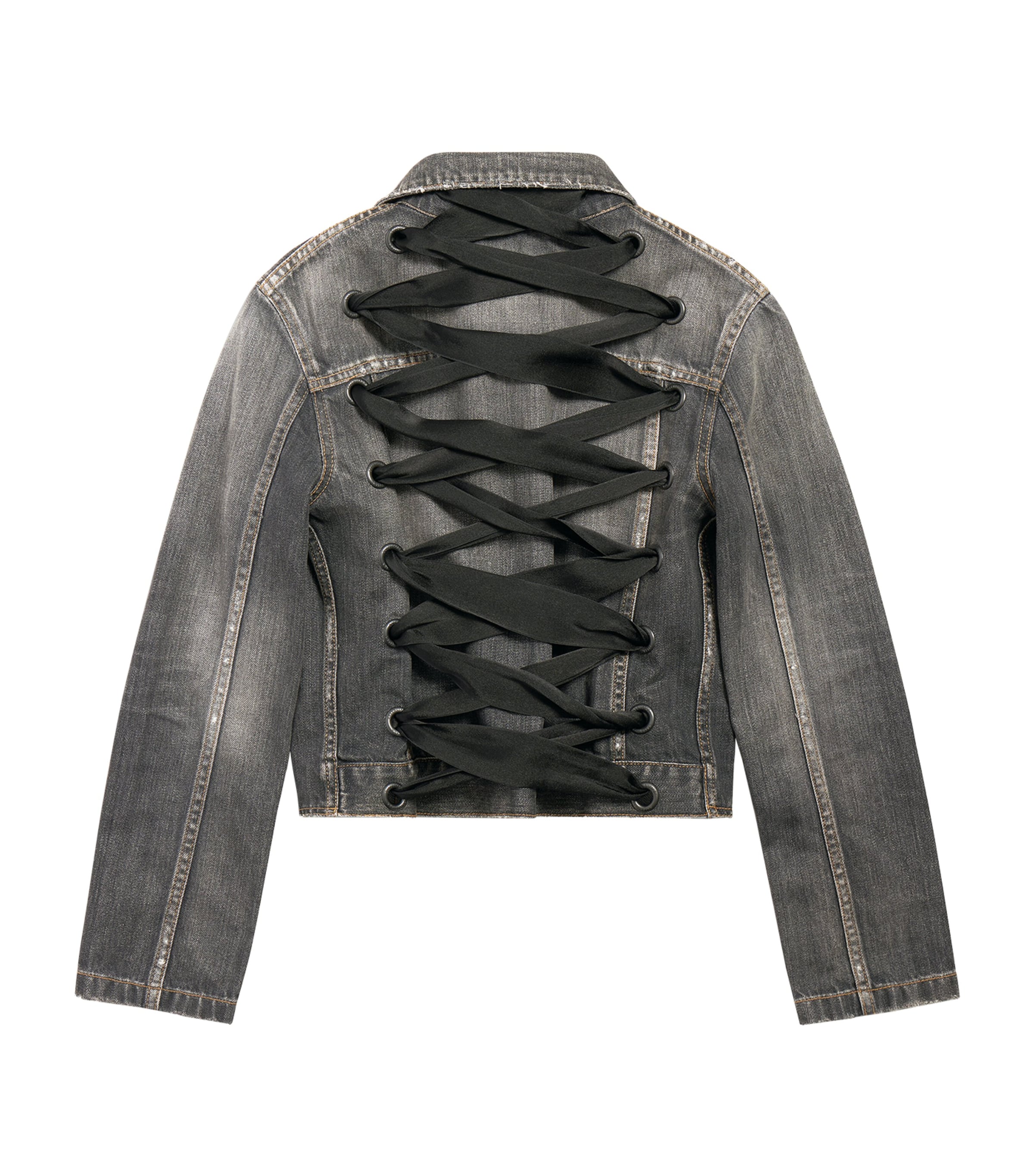 Shop Balenciaga Lace-back Denim Jacket