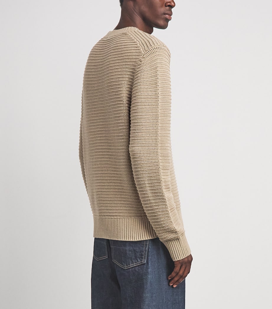 Vince Mens Cotton-Cashmere Waffle Knit Sweater Dk Pecan Image 5