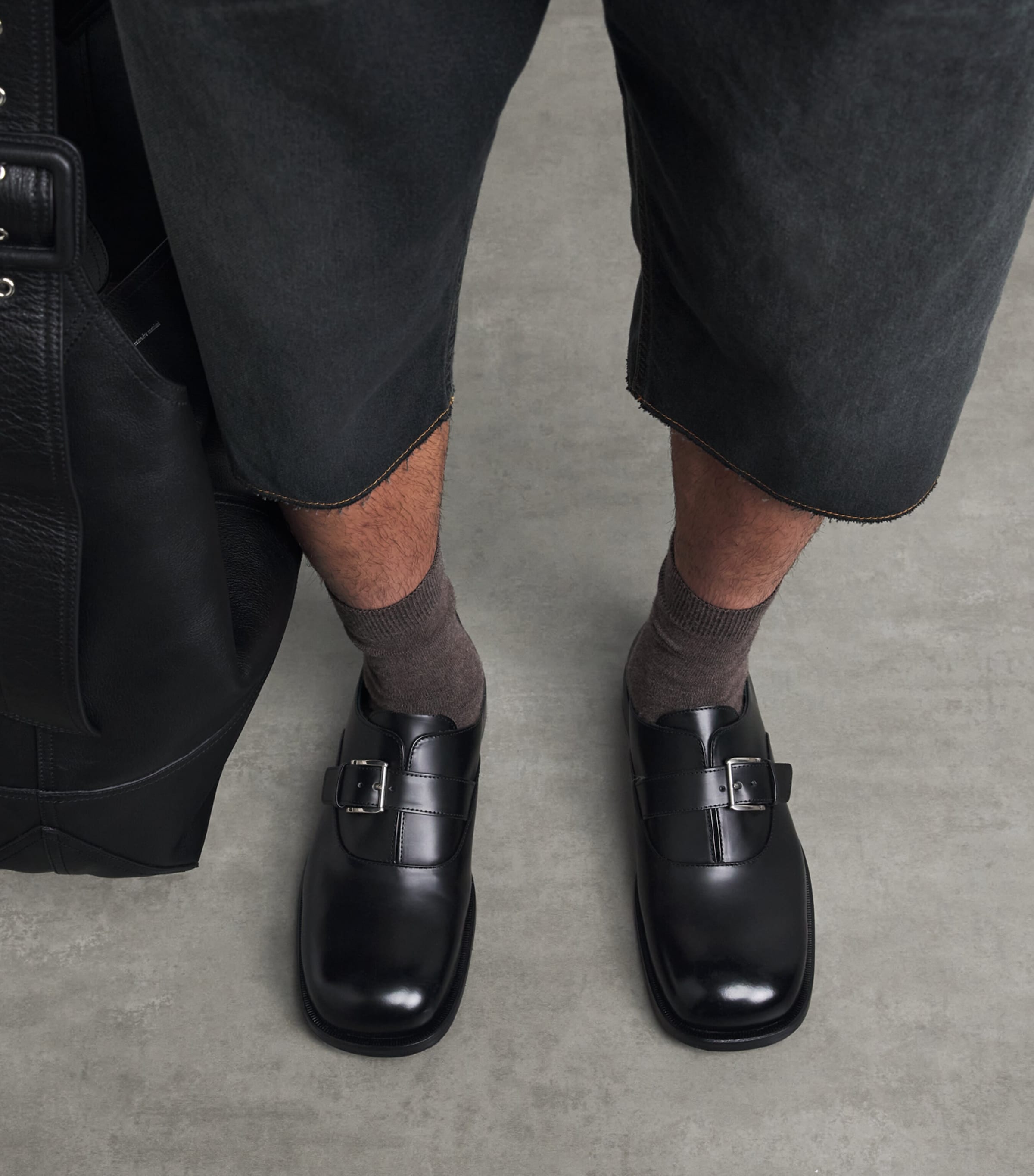 AMI Paris Leather Monk Strap Shoes Noir Image 4