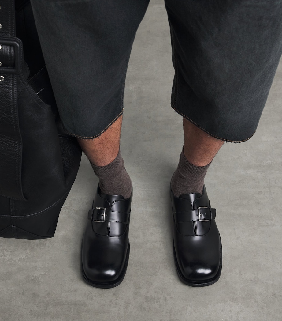 AMI Paris Leather Monk Strap Shoes Noir Image 4