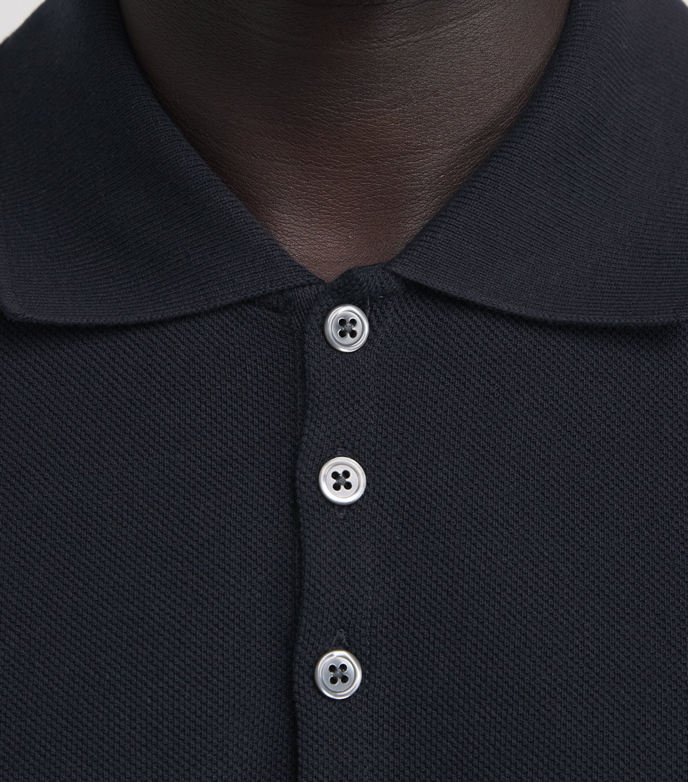 Thom Browne Mens Cotton Appliqué Polo Shirt Navy Image 6