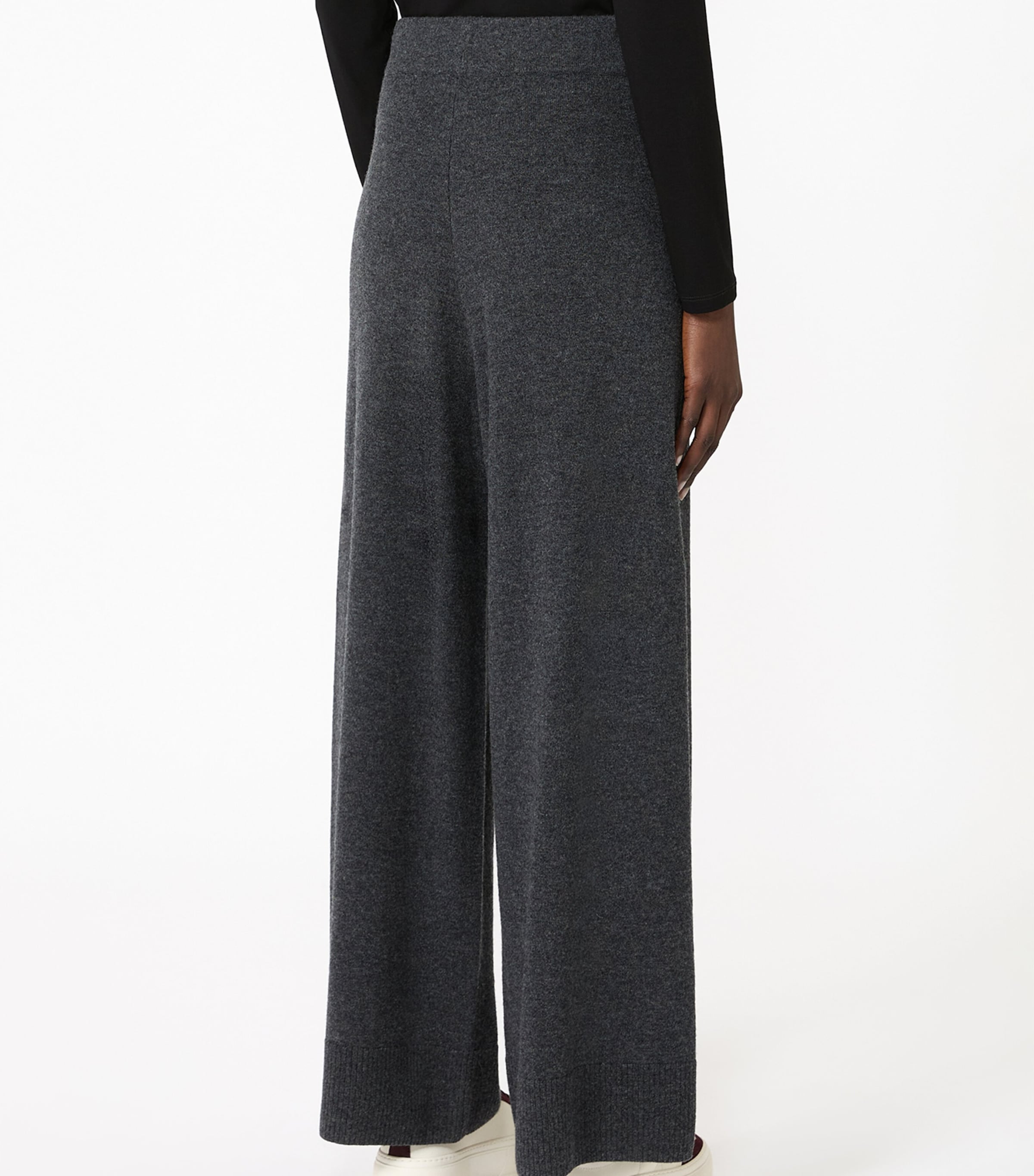 Weekend Max Mara Womens Wool-Cashmere Drawstring Trousers Dark Grey Image 4