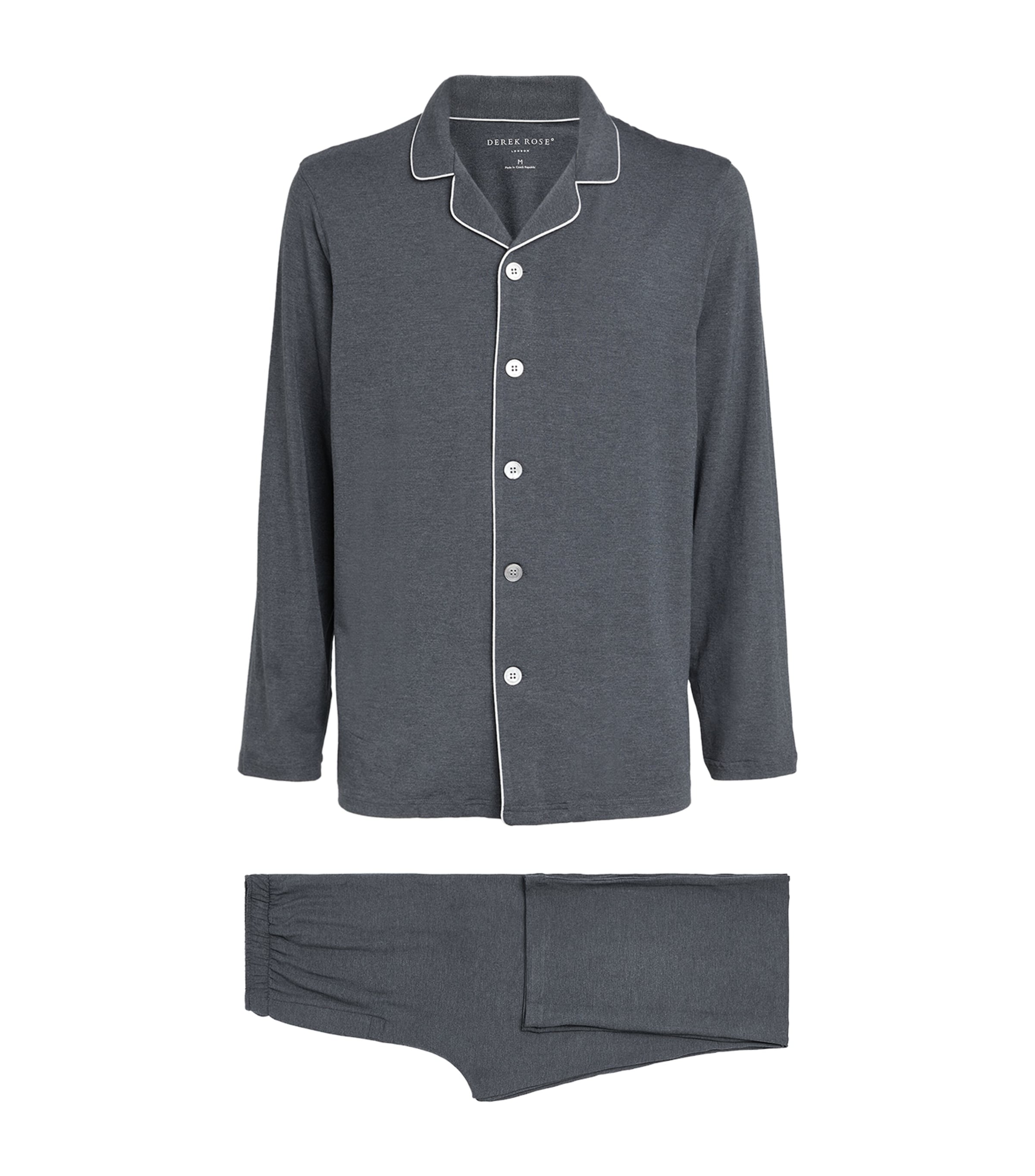 Derek Rose Mens Modal-Blend Basel Pyjama Set Grey Image 1