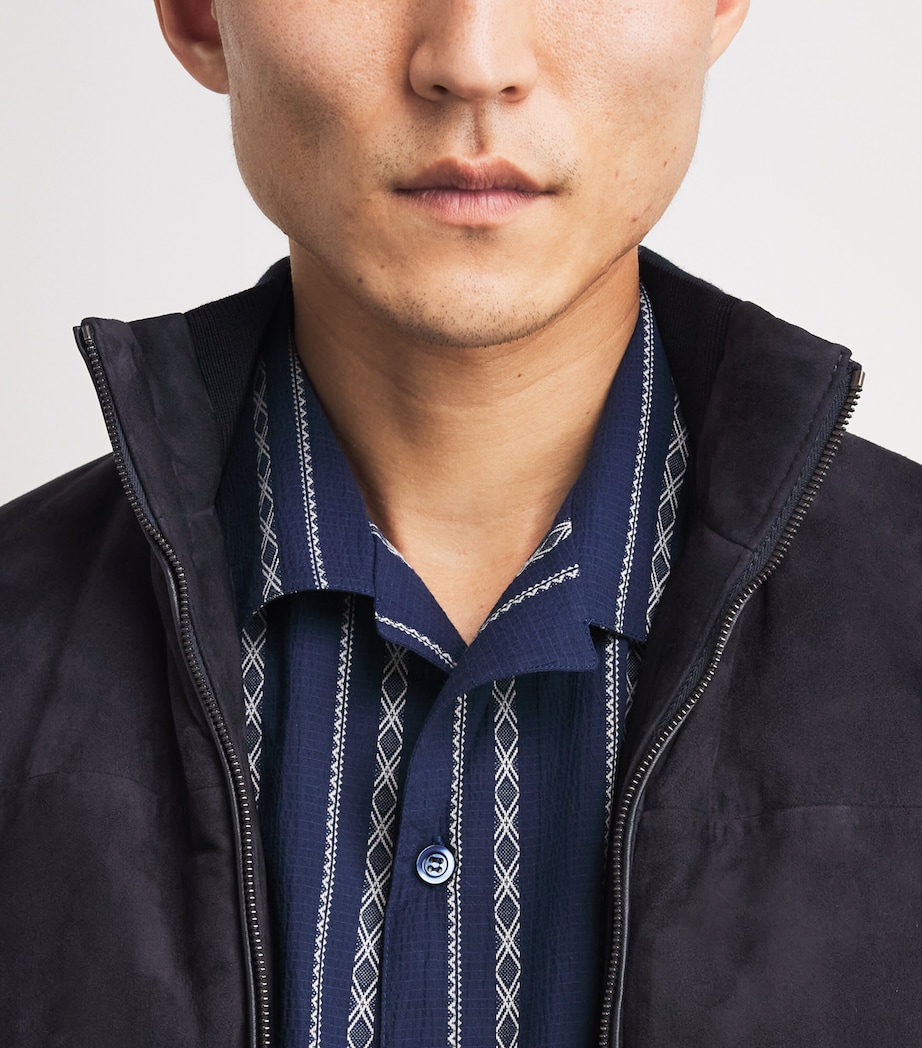 Pal Zileri Mens Goat Suede Hybrid Jacket Blue Image 3
