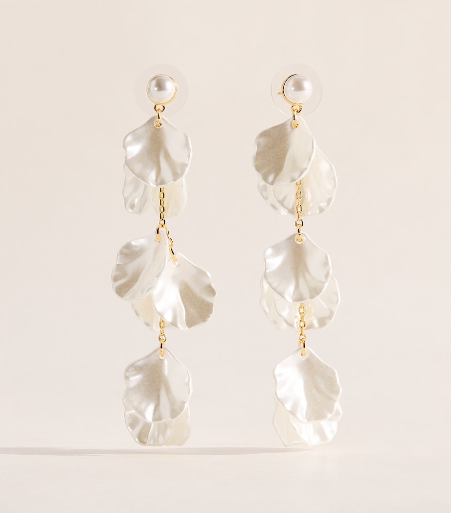 Self-Portrait Faux Pearl Petal Drop Earrings Pearl Image 1