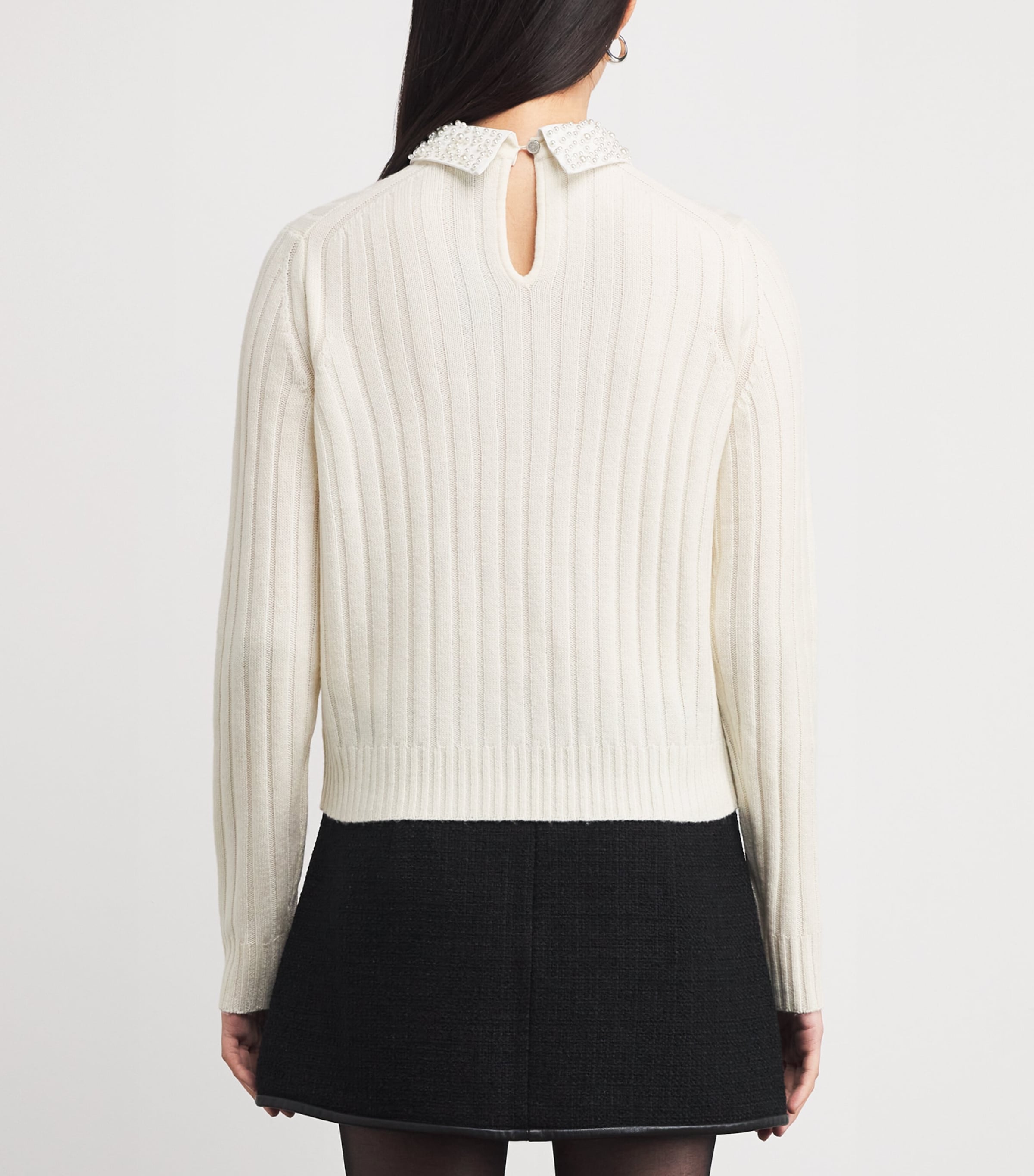 Wool-Blend Pearl-Collar Sweater ECRU Image 4