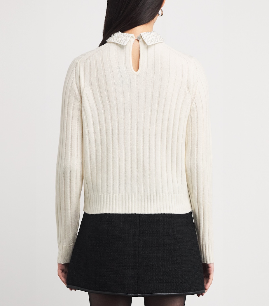 Wool-Blend Pearl-Collar Sweater ECRU Image 4