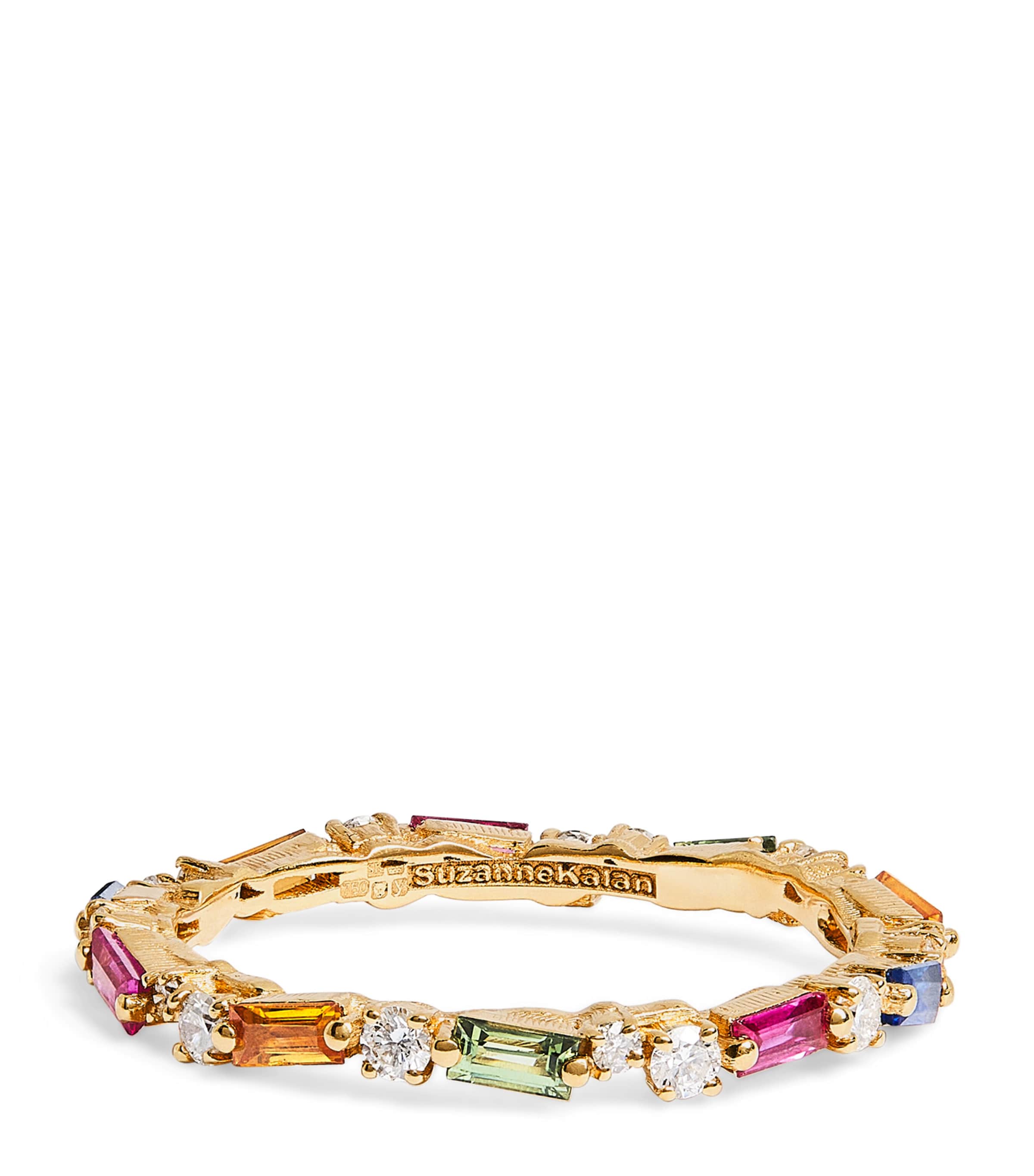 Suzanne Kalan Yellow Gold, Diamond and Rainbow Sapphire Thin Mix Eternity Ring Yg/rs Image 1