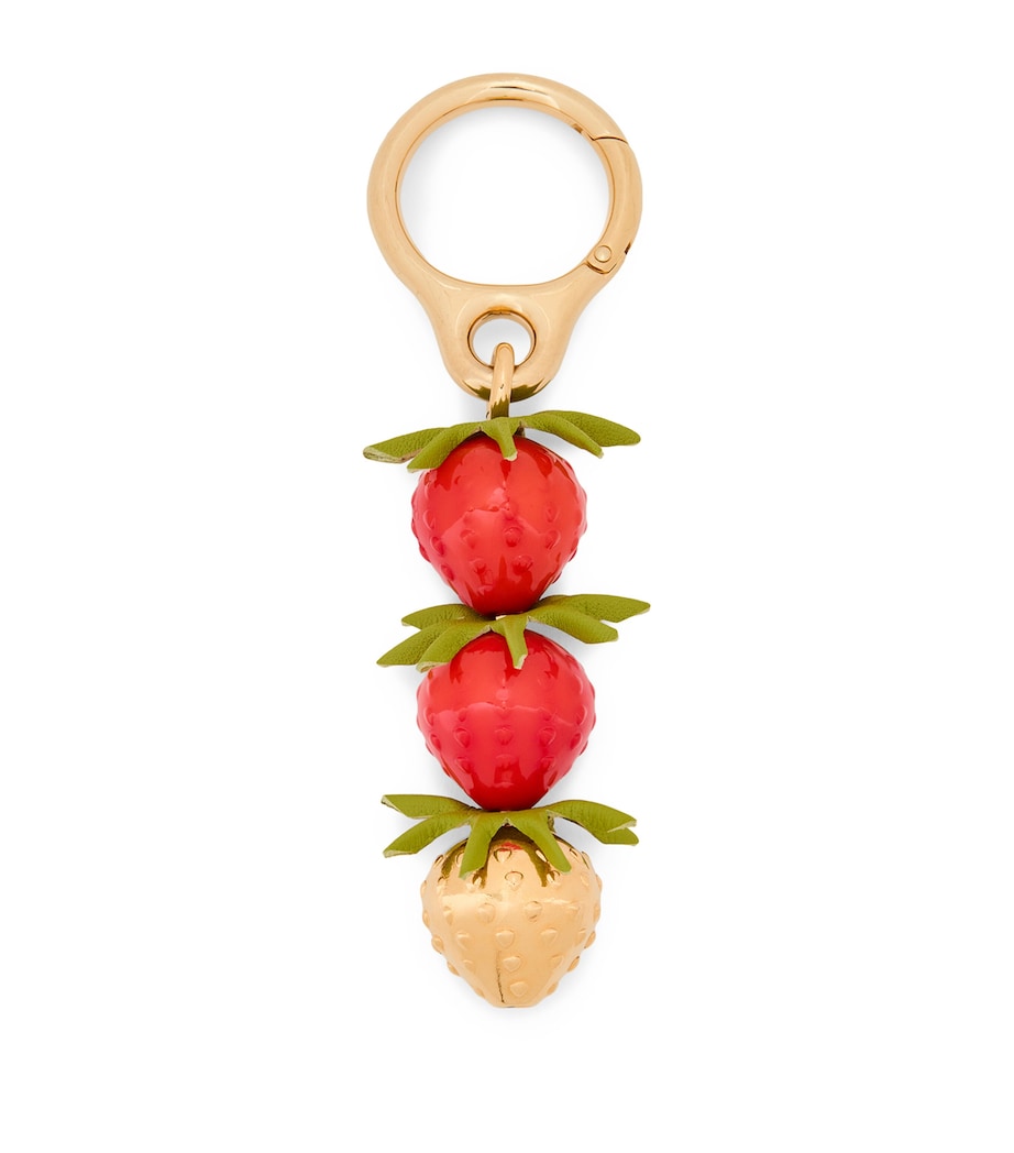 Calfskin Strawberry Bag Charm RED GOLD Image 1