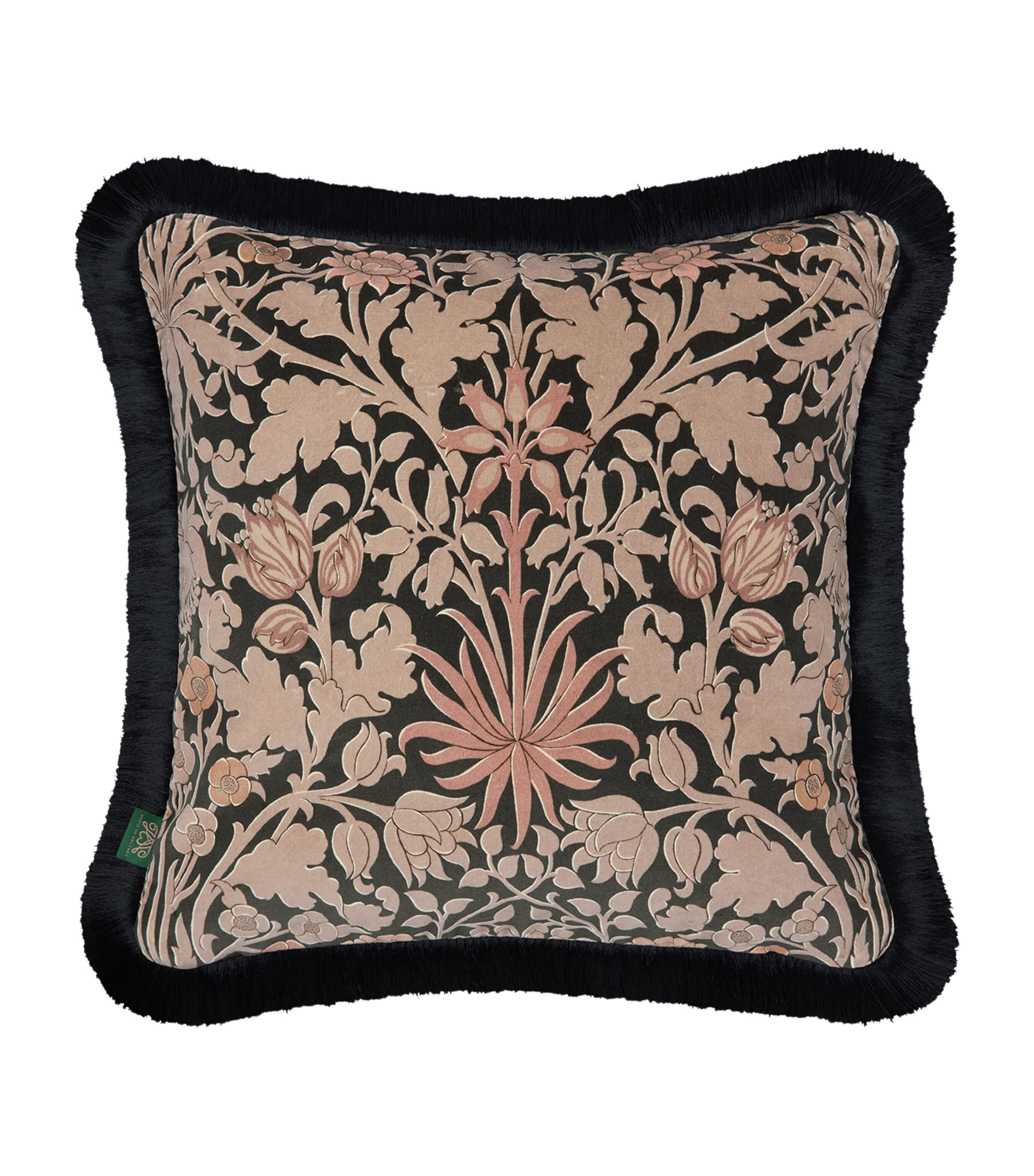 House Of Hackney Velvet Hyacinth Novellus Fringed Cushion In Black