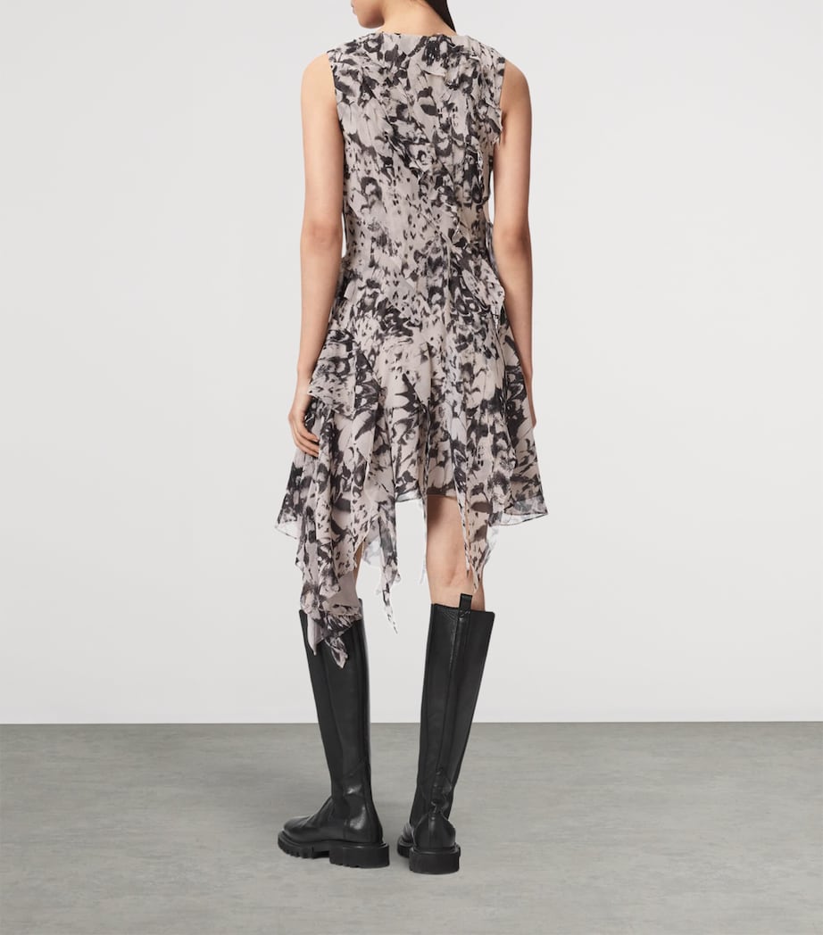 AllSaints Womens Ruffled Asymmetric Angie Midi Dress Wing Chalk White Image 4