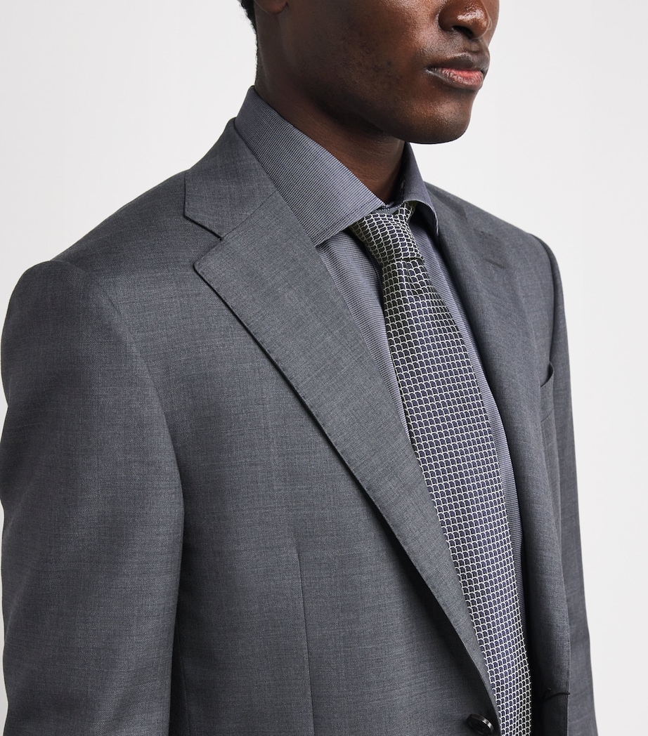 Silk Geometric Tie 28 NAVY BLUE Image 2