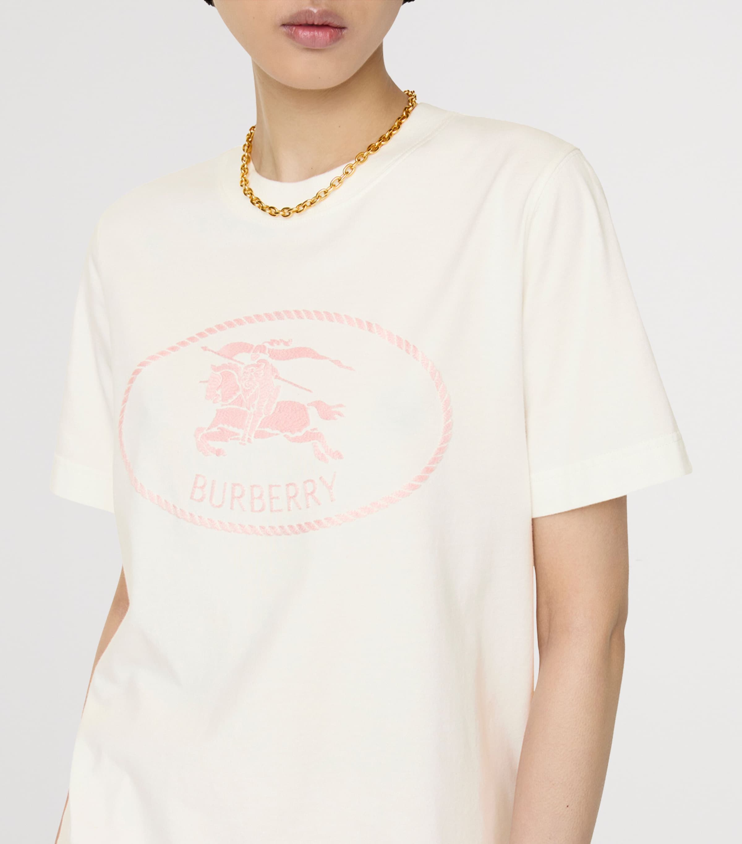 Burberry Womens Cotton EKD Stamp T-Shirt Chalk / Pink Image 3