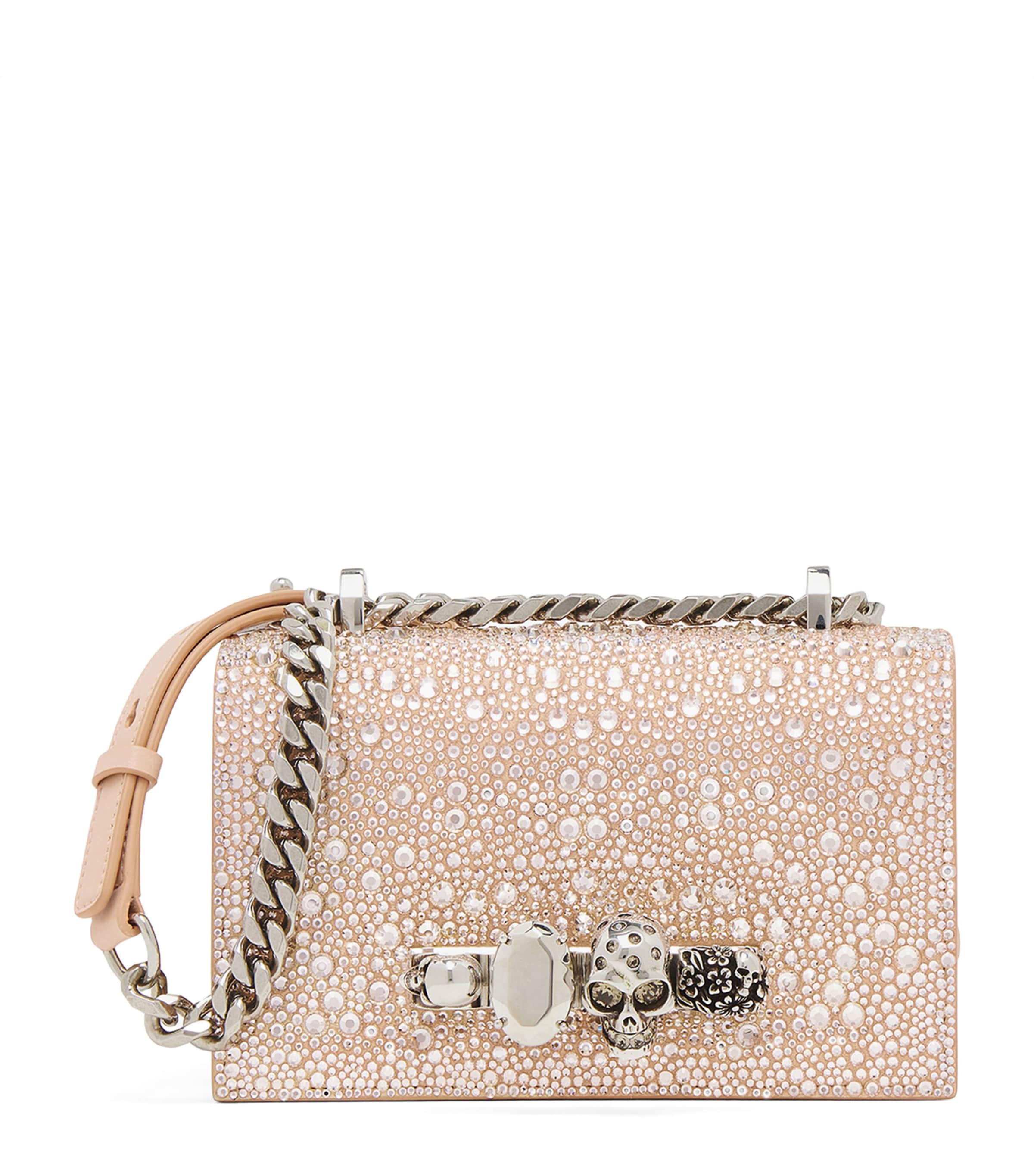 Alexander Mcqueen Mini Leather Jewelled Satchel In Purple
