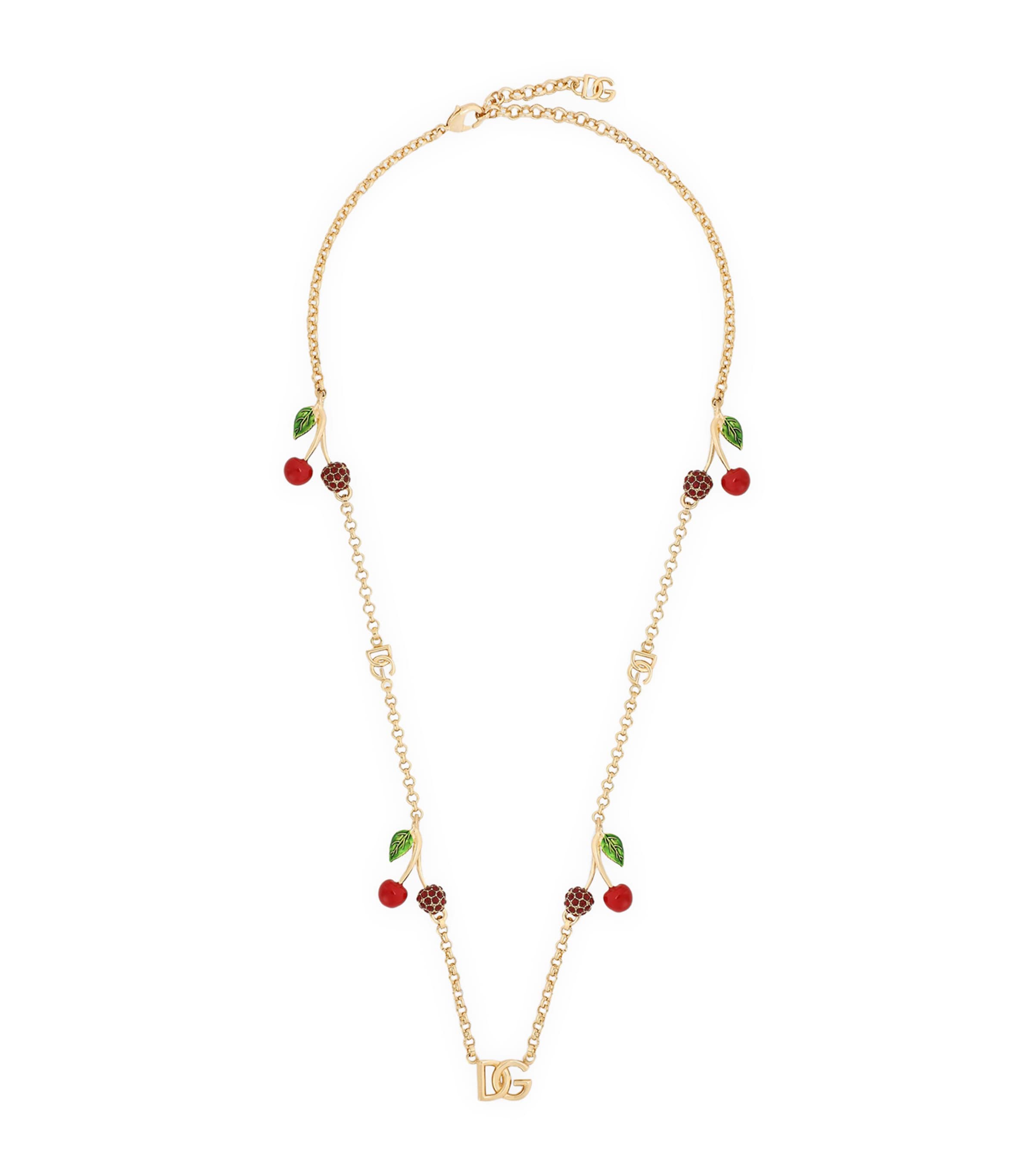 Dolce & Gabbana Embellished Cherry Logo Necklace | Fashion Jewellery | Necklaces | Designers | Dolce & Gabbana