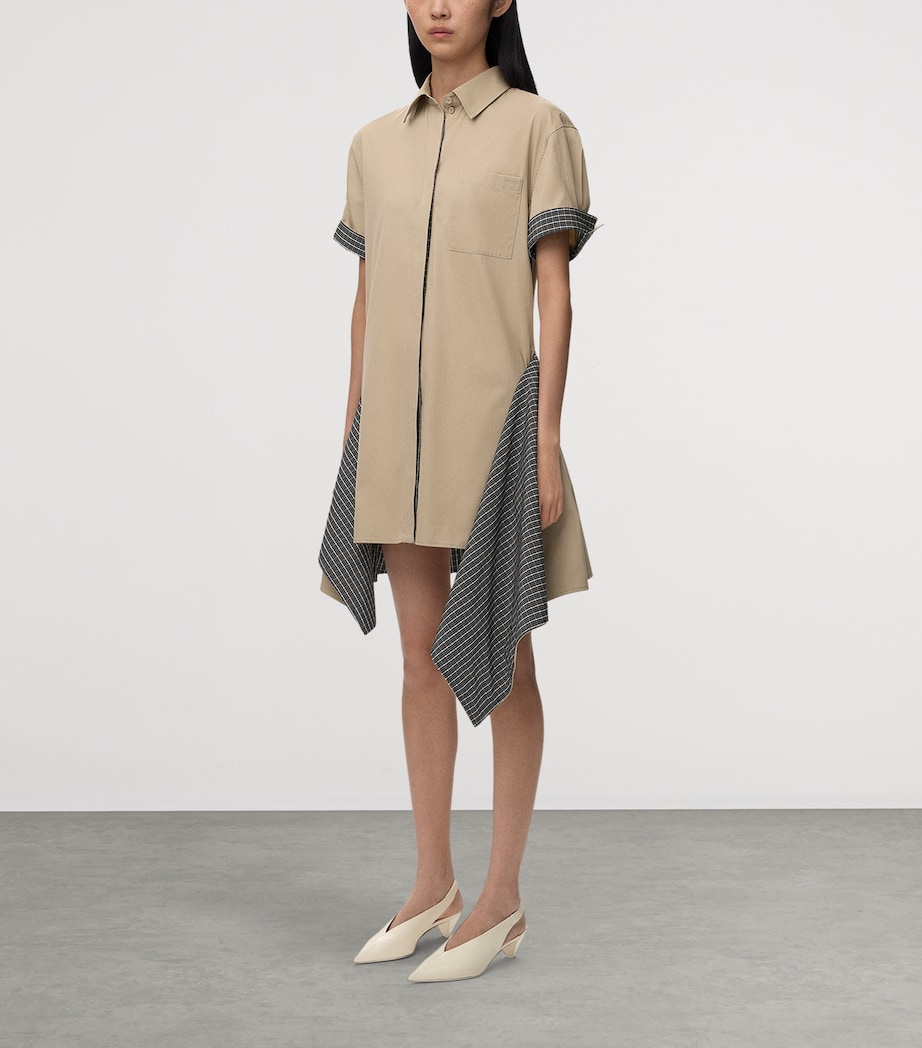 LOEWE Womens Cotton-Silk Midi Shirt Dress Beige Image 2