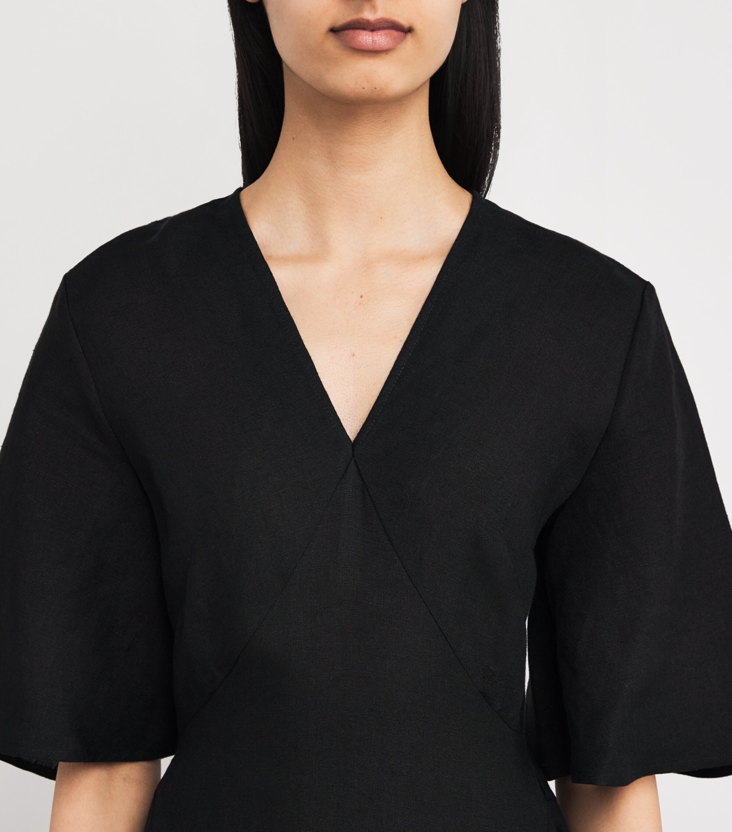 Linen Open-Back Maxi Dress BLACK Image 6