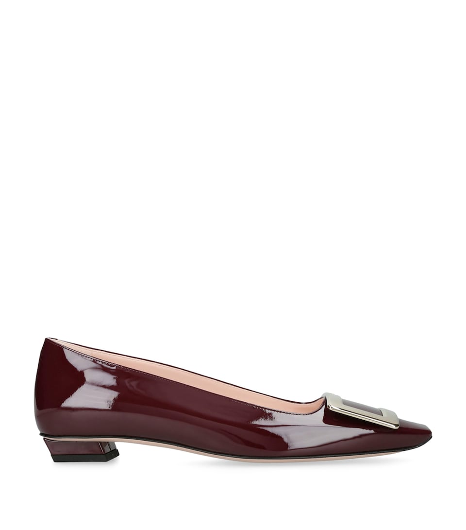 Roger Vivier Patent Leather Belle Vivier Trompette Ballet Flats Wine