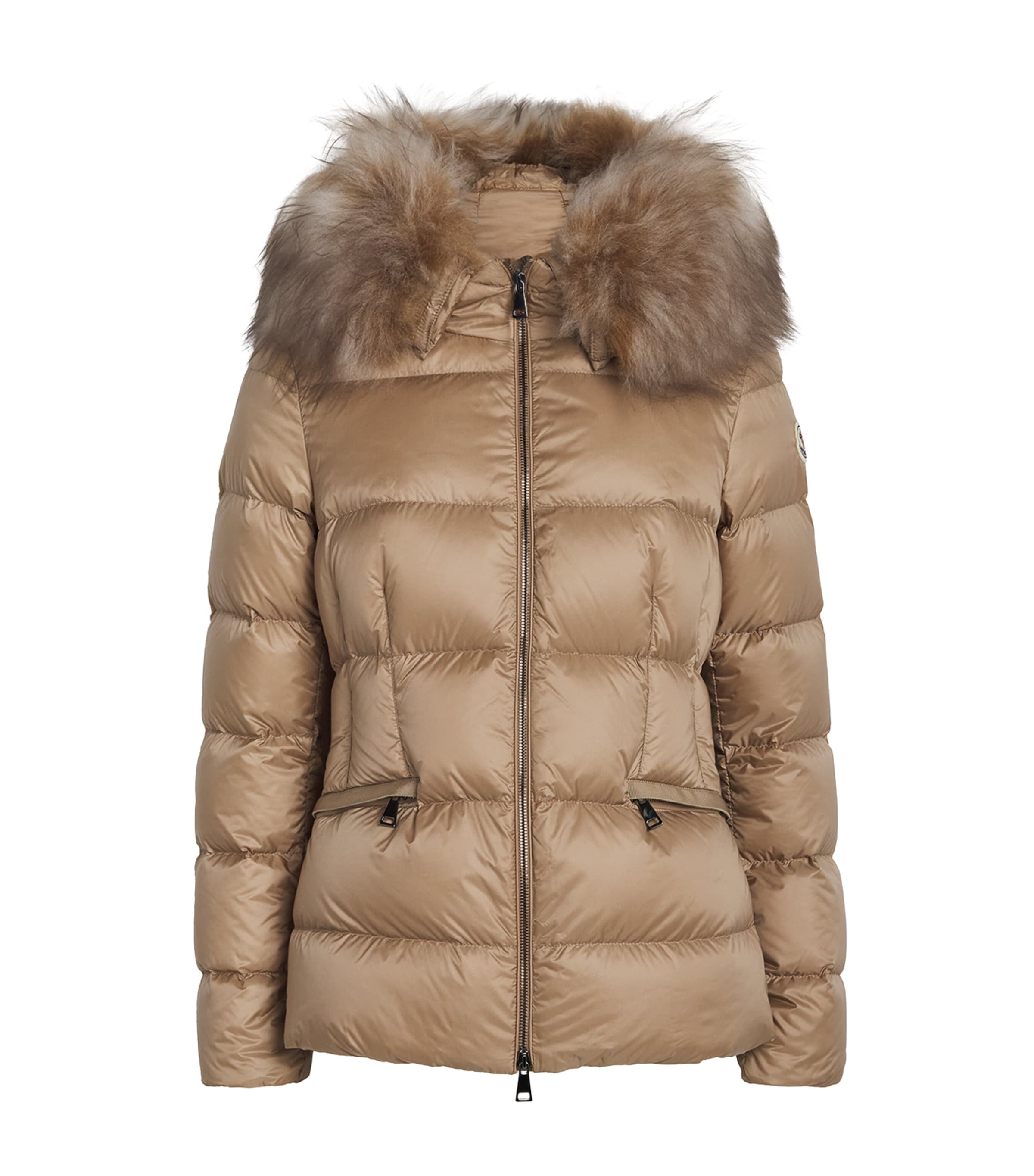 Moncler Beige Shearling-Trim Boed Puffer Jacket | Harrods US