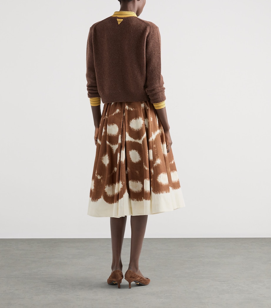 Prada Womens Cotton Printed Midi Skirt Image 3