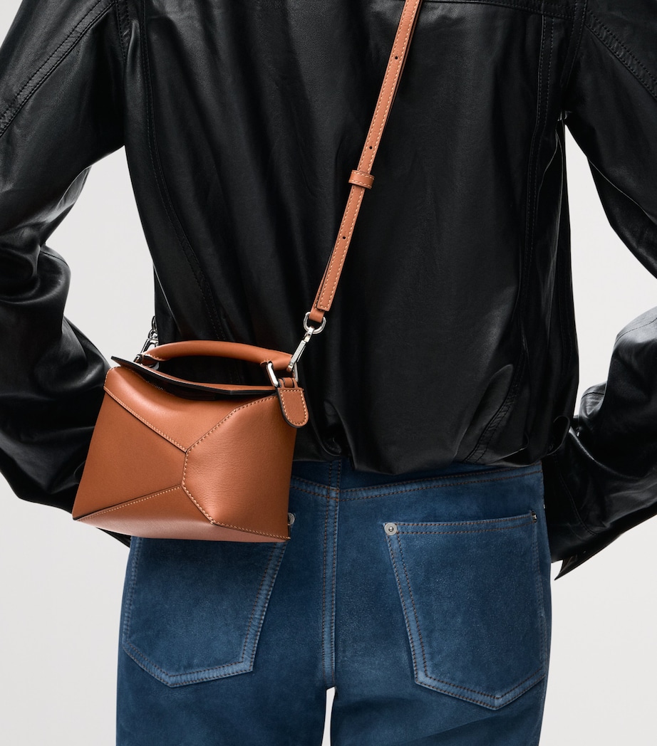 LOEWE Mini Leather Puzzle Edge Top-Handle Bag Tan Image 3