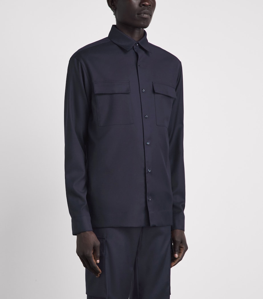 Paul & Shark Mens Virgin Wool Overshirt Blue Image 4