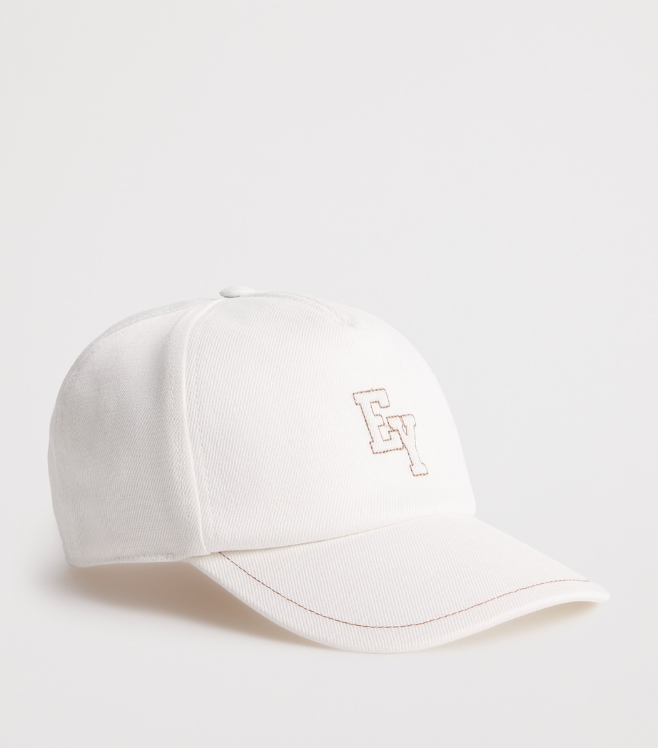 Linen Embroidered Logo Baseball Cap BIANCO Image 2
