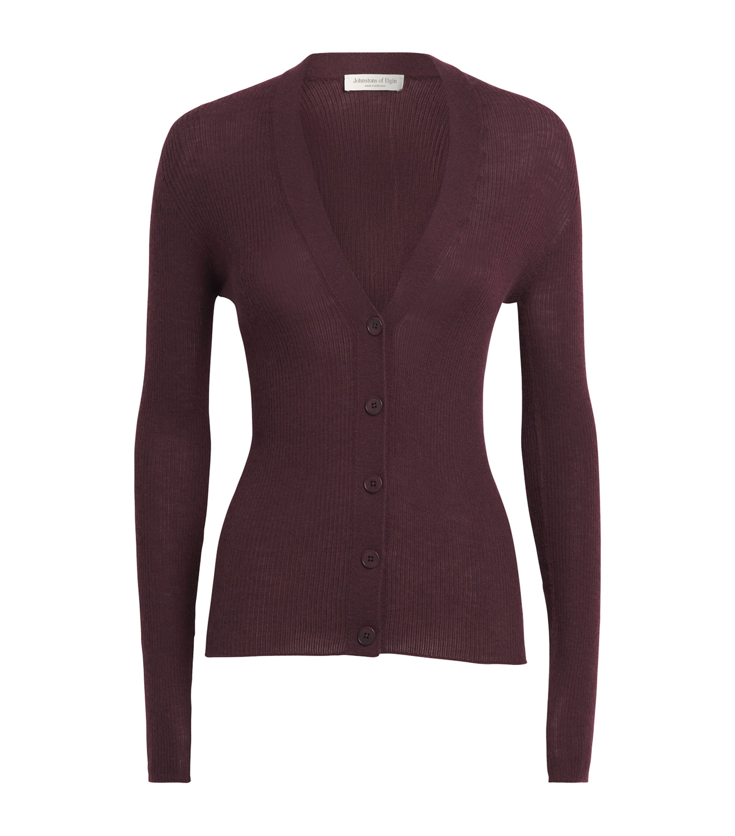 Johnstons Of Elgin Womens Superfine Cashmere Cardigan Rosewood Image 1