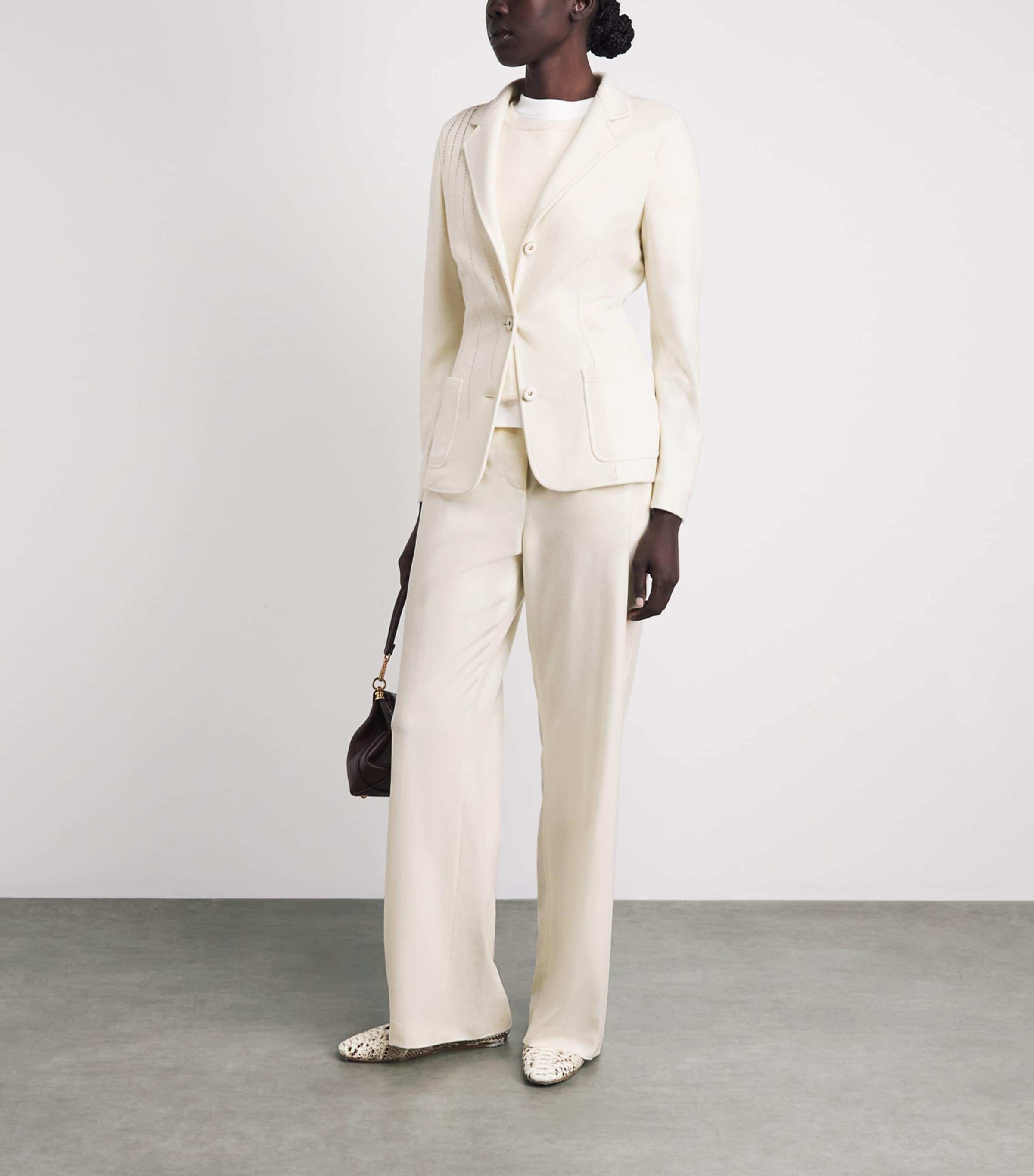 Colombo Womens Cashmere-Silk Embellished Blazer White Image 2