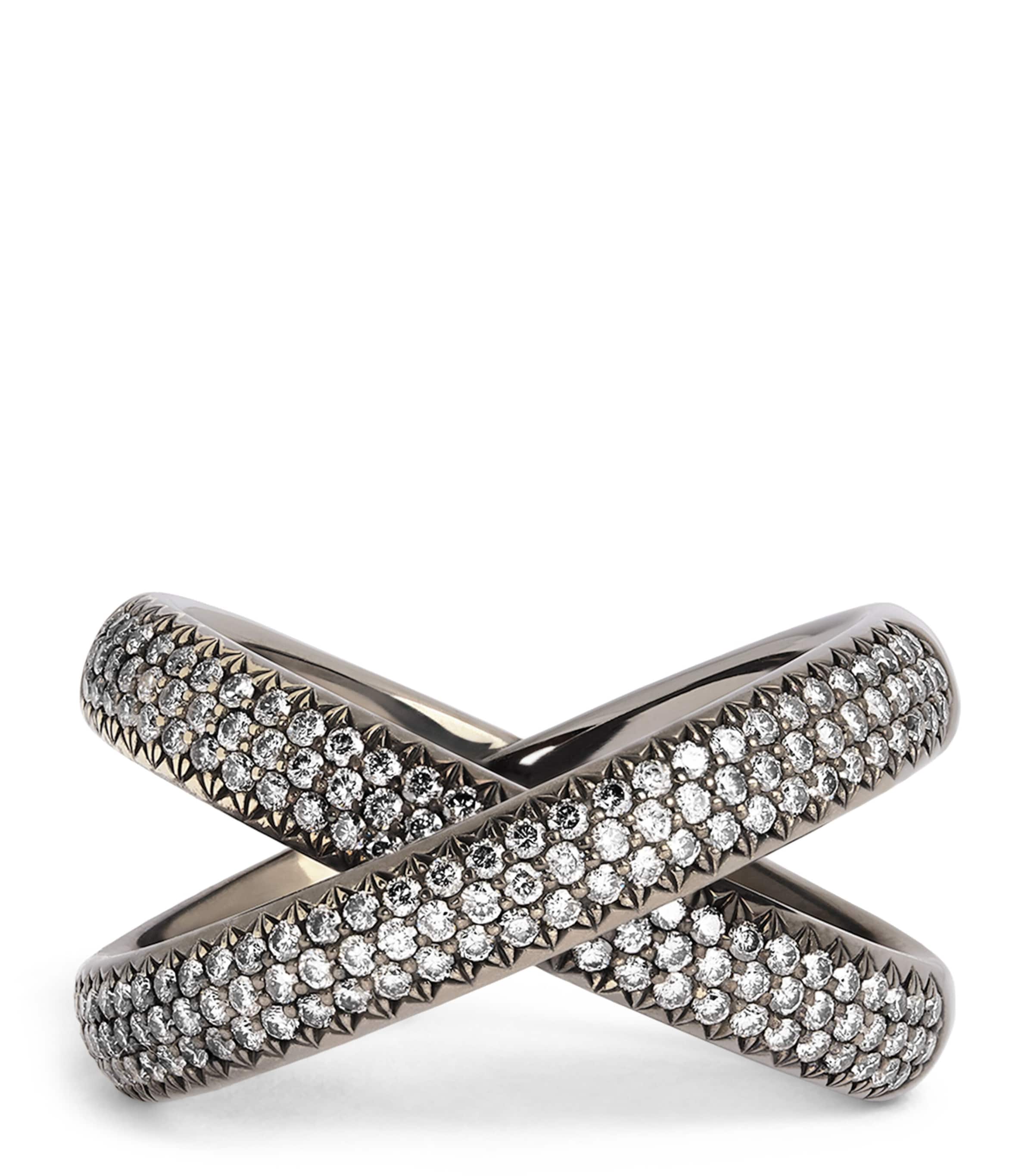 Eva Fehren Black Gold And Diamond Axis Ring In Black